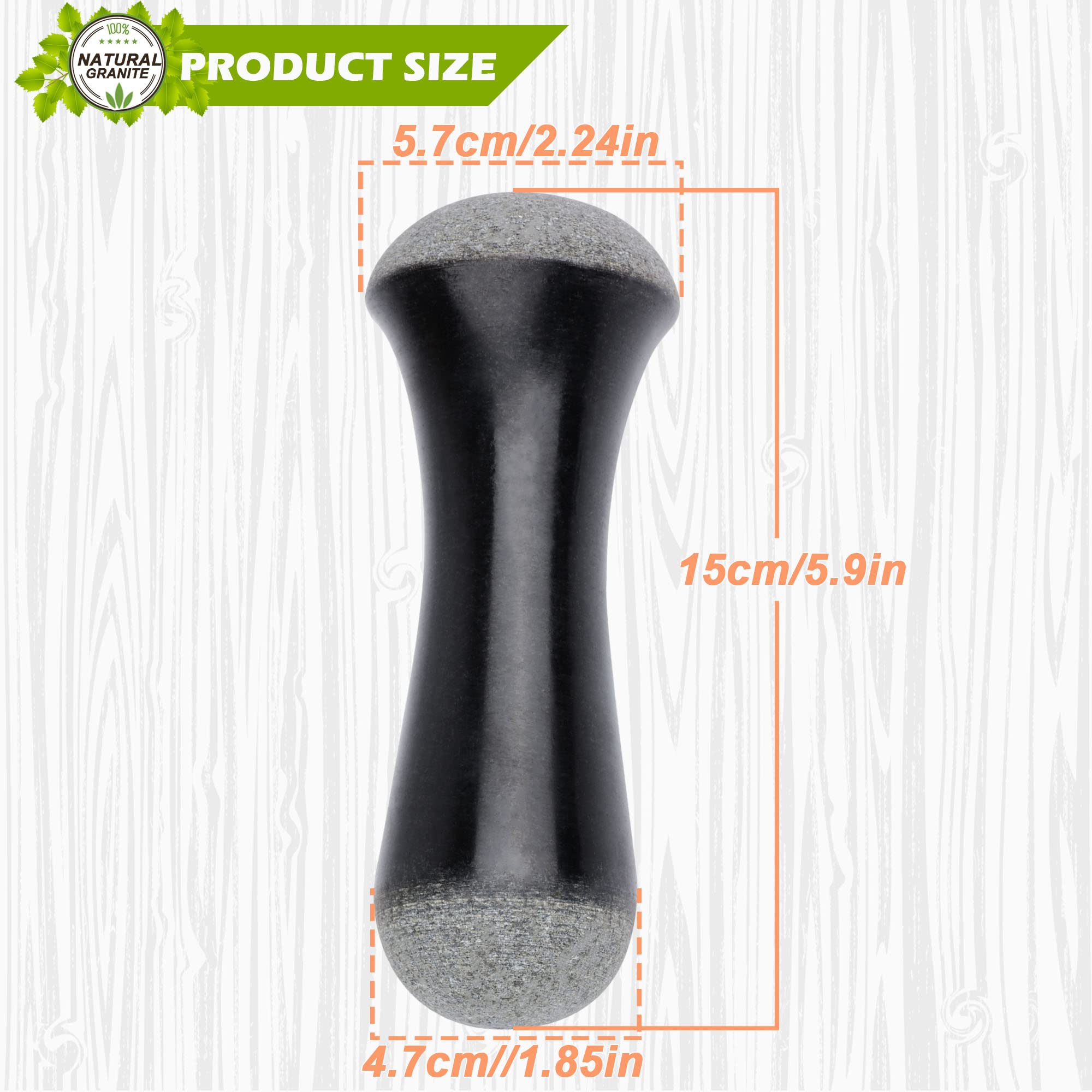 Tianman Granite Replacement Pestle 5.9'' Length Polished, Use Pestle On Both Ends (Only Pestle Mortar Not Included) (Granite Pol