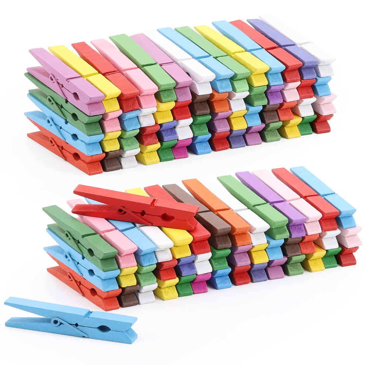 100Pcs Colored Clothespins Wooden Heavy Duty Clothes Pins With Strength Spring - Wood Clips For Crafts Pictures Classroom Photos