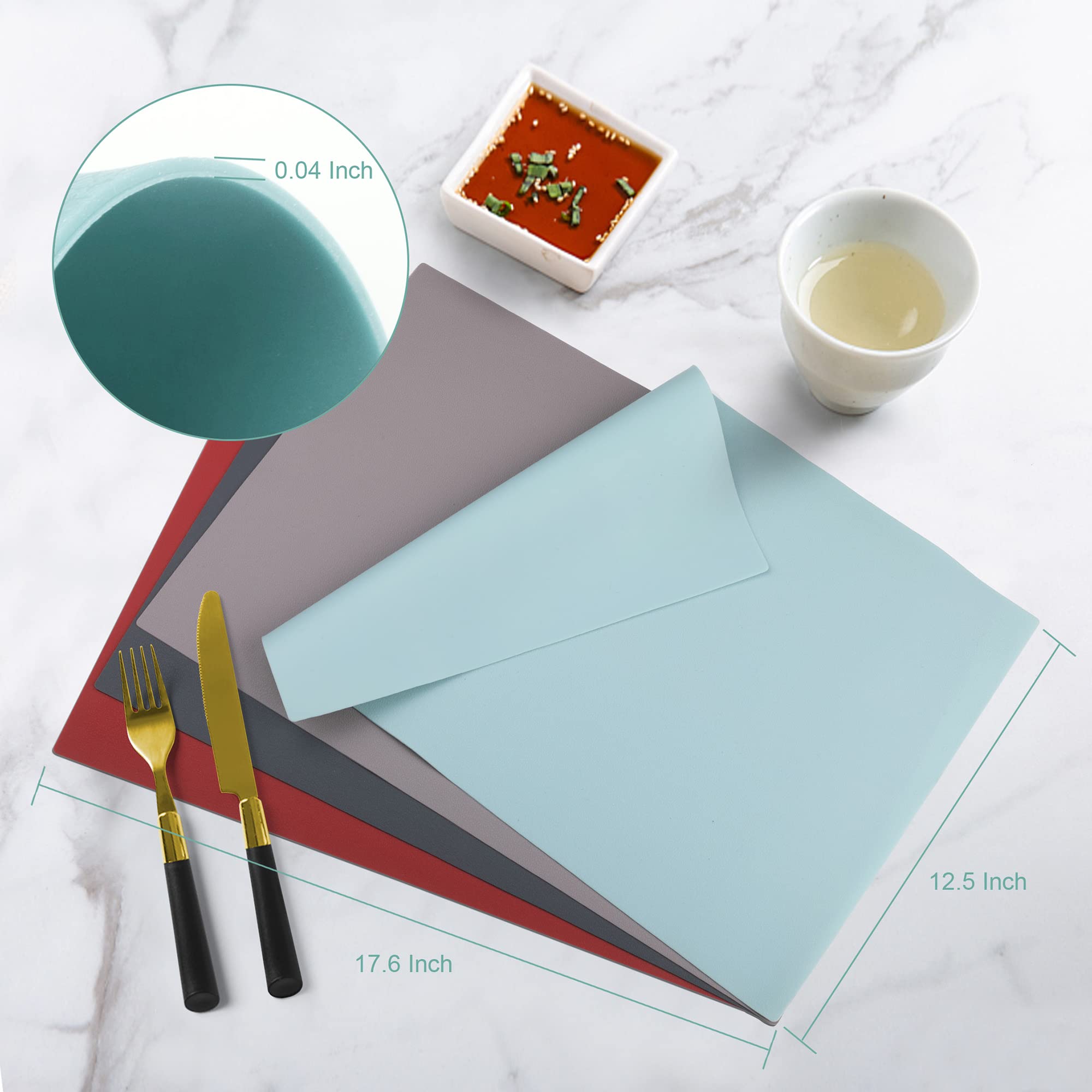 Iyyi Silicone Placemats, Placemats For Kids, Placemats Set Of 4 Waterproof Heat Resistant Non-Slip Kitchen Table Mats For Dining