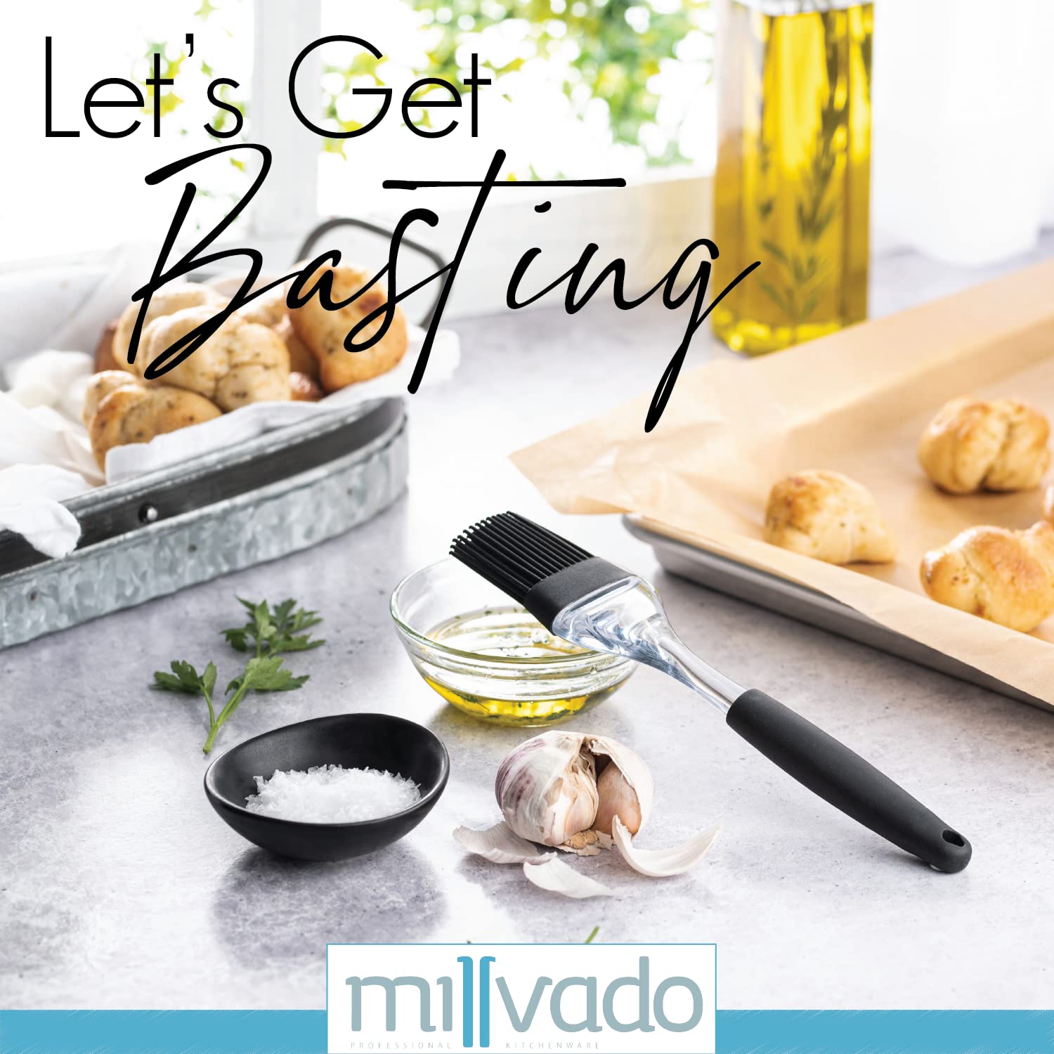 Millvado Silicone Basting Brush: Heat Resistant Cooking Brush For Oil And Sauce - Flexible Food Brush - Dishwasher Safe Basting