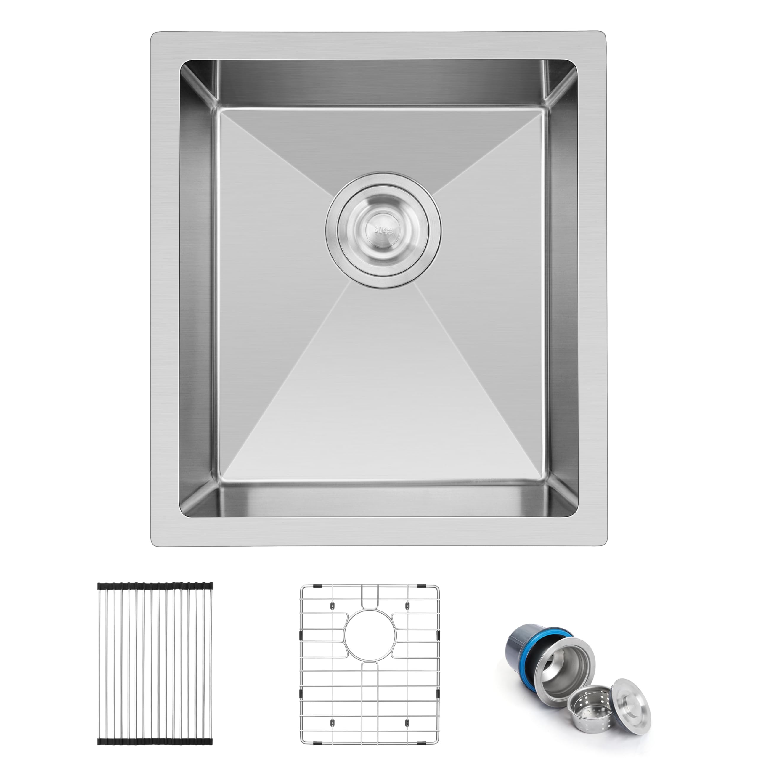 Herogo 15  17 Inch Undermount Stainless Steel Kitchen Sink, 9 Deep Small Single Bowl Drop In Sink with Accessories for Rv Home W
