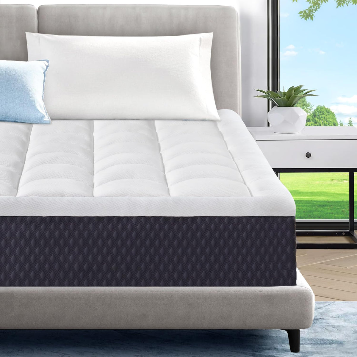Onenice 12 Inch California King Mattress In A Box, Breathable Gel-Memory Foam Plus Pillowtop Mattress For Pressure Relief, Certi