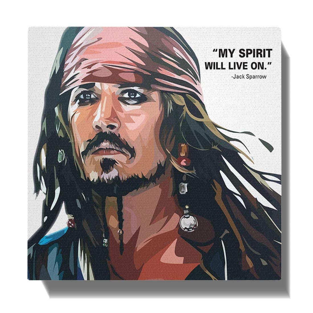 Verre Art Jack Sparrow Canvas Pop Art With Wooden Frame Wrapped Canvas Poster (22X22Inch)
