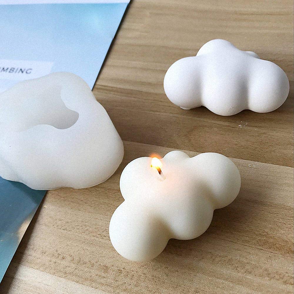 Fewo 2Pcs 3D Cloud Silicone Molds For Fondant Chocolate Candy Cake Decorating Candle Soap Lotion Bar Wax Crayon Melt Plaster Pol