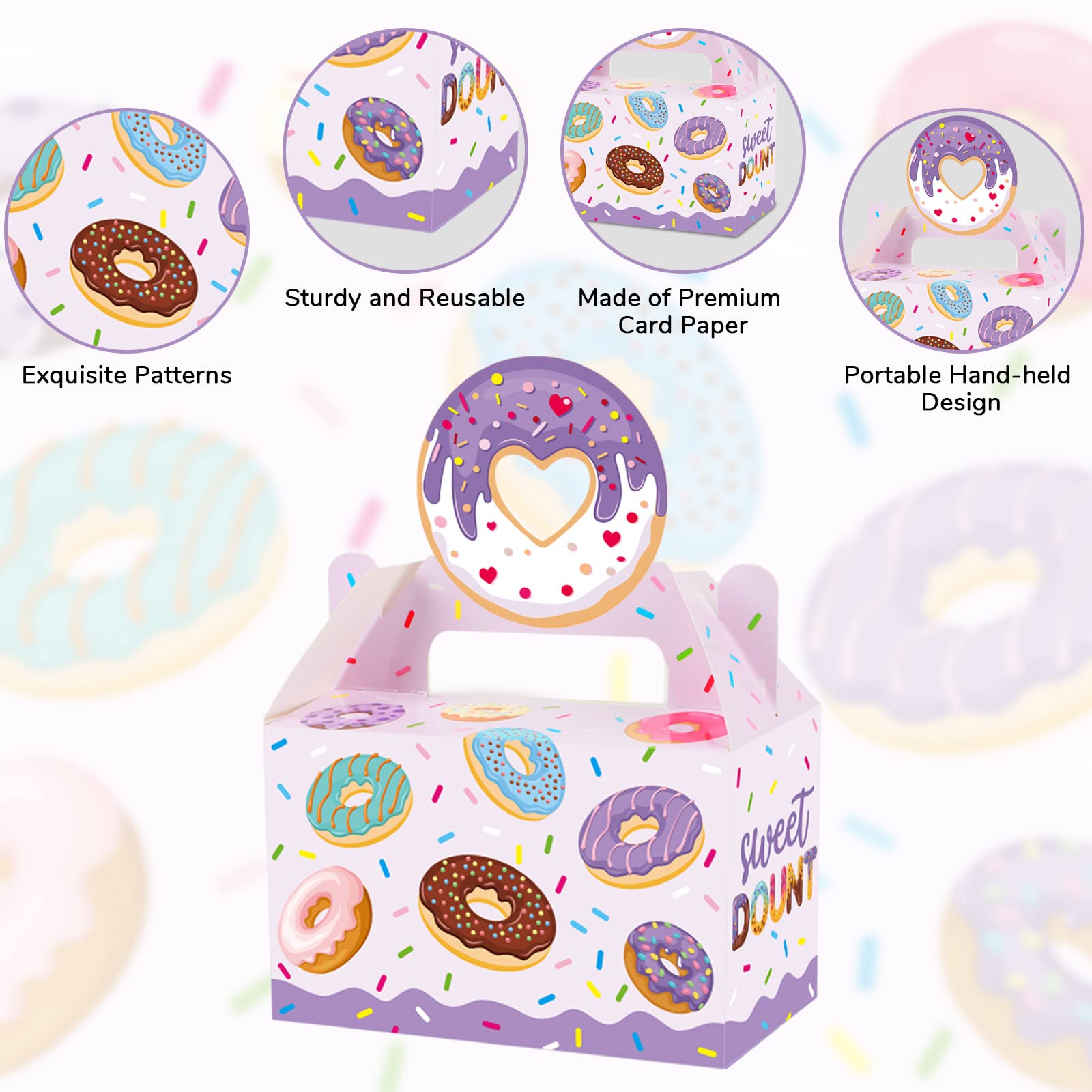12 Pack Donut Party Favor Boxes Sweet Doughnut Candy Treat Bags Thanks A Hole Bunch Candy Goodies Valentine'S Day Gift Boxes For