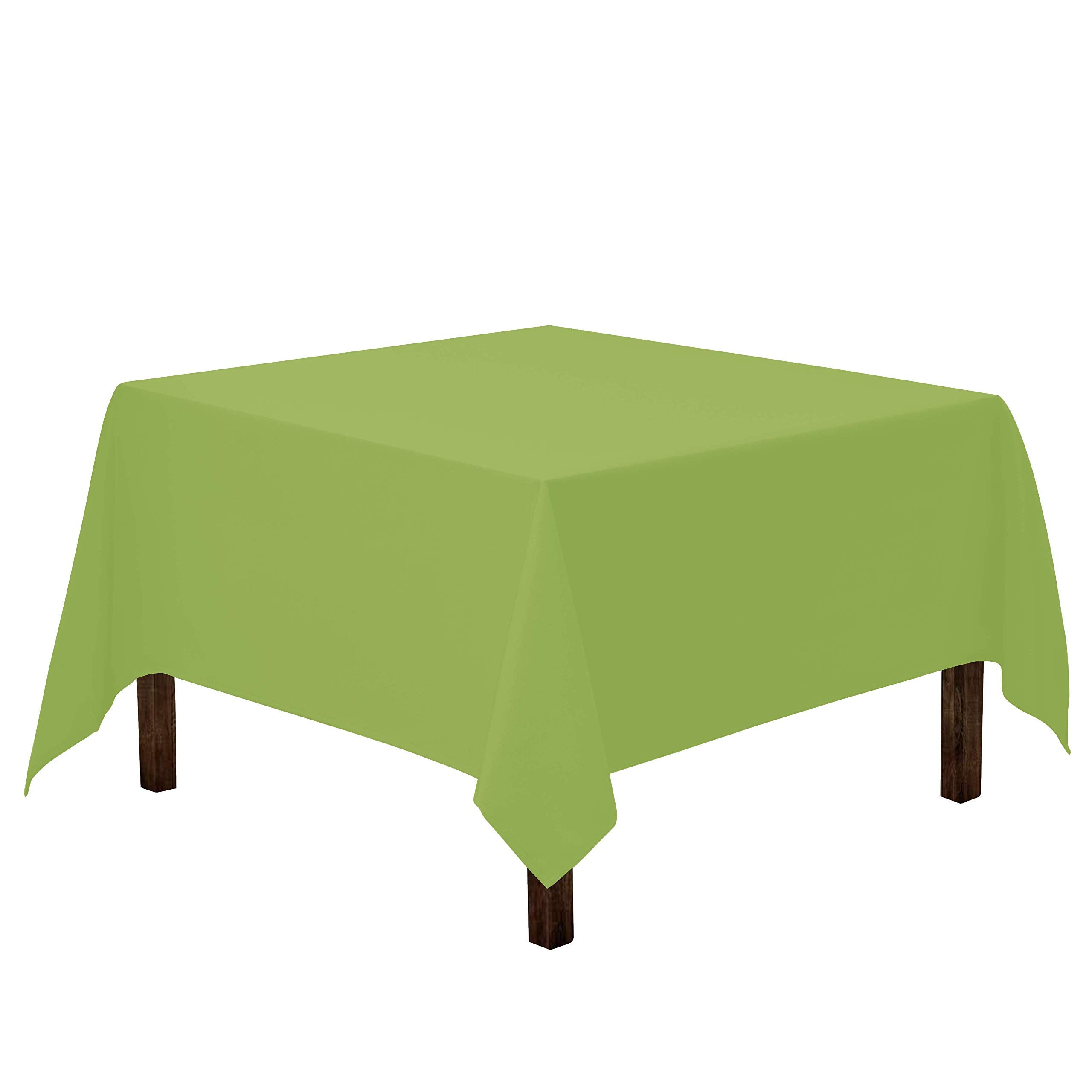 Gee Di Moda Square Tablecloth - 70 x 70 Inch Apple Green Table Cloth for Medium Square or Round Tables - Heavy Duty Washable Fab