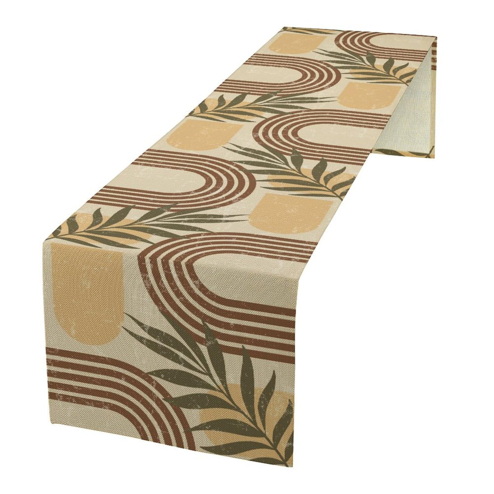 Mid Century Modern Table Runner Tropical Palm Leaves Boho Rainbow Decor for Dresser Coffee Table Dining Indoor Kitchen Wedding H