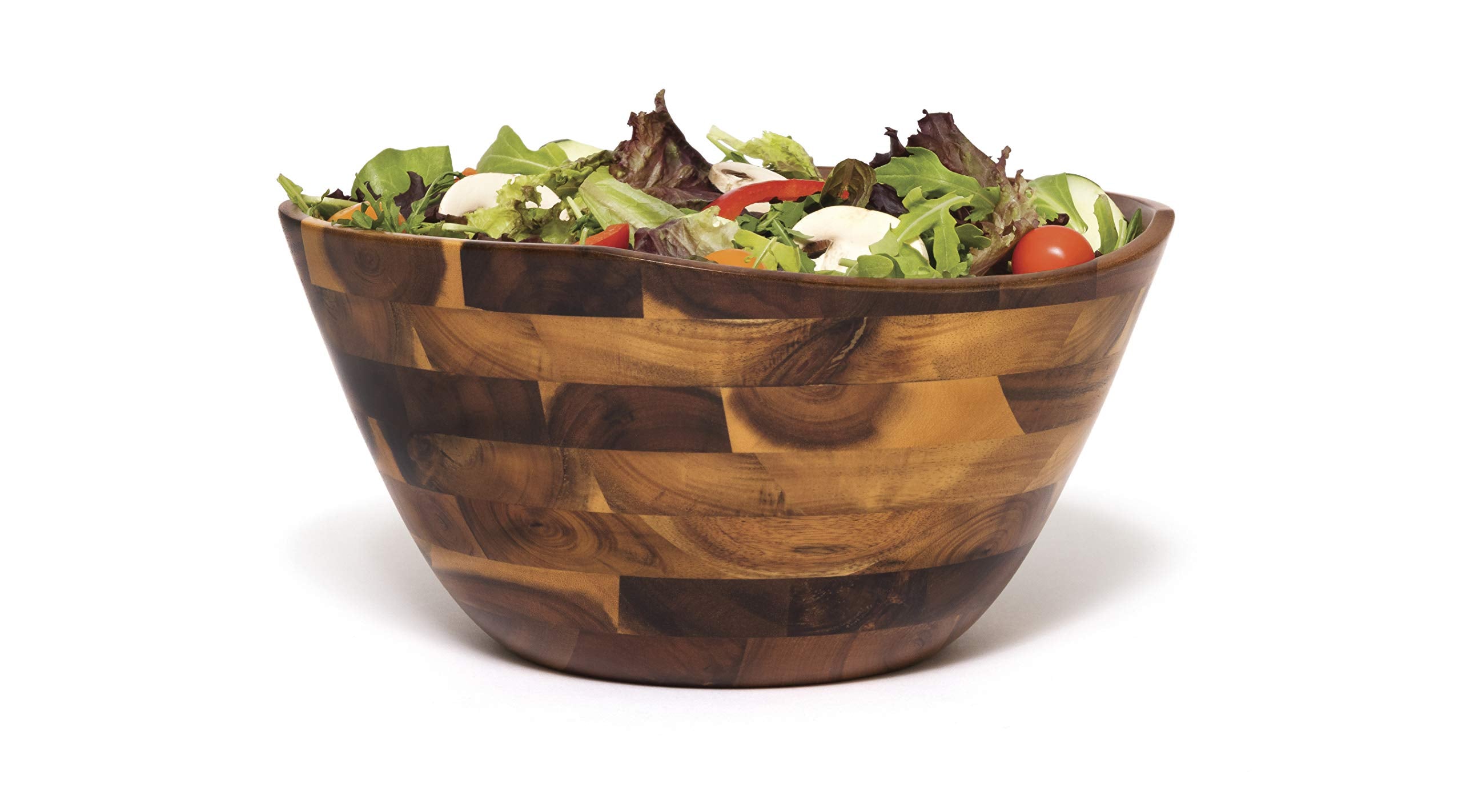 Lipper International 1274 Acacia Wavy Rim Bowl Serveware, Large