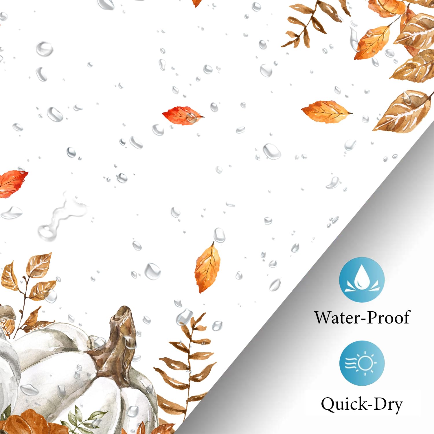 Itapnoom Fall Pumpkins Maple Leaf Shower Curtain, Autumn Leaves Harvest Thanksgiving Farmhouse Watercolor Seasonal Bathroom Curt