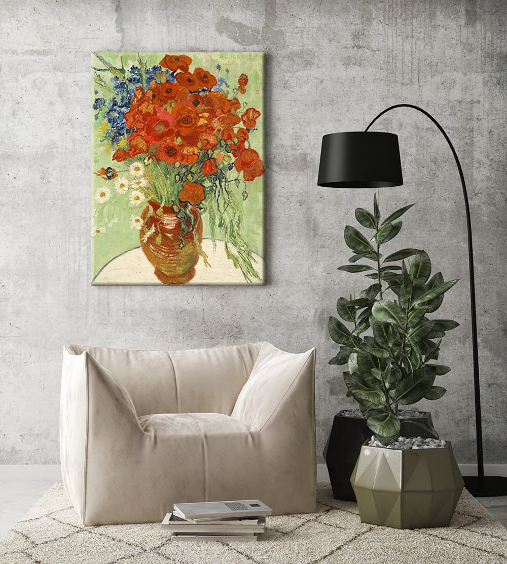 Wieco Art Red Poppies And Daisies Large Canvas Prints Wall Art Of Van Gogh Famous Artwork Floral Oil Paintings Reproduction Abst
