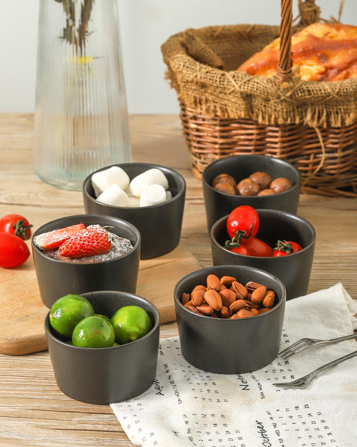 Tikooere Ramekins 4 oz, Oven Safe Souffl   Dishes for Creme Brulee, Souffle, Pudding, Lava Cake, Stoneware Custard Cups for Baki