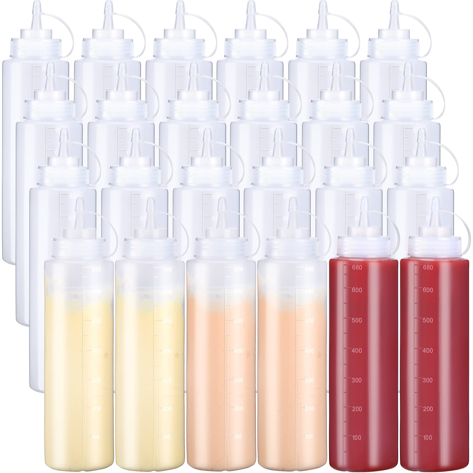 24 Pcs 24 Oz Plastic Condiment Squeeze Bottles Squeeze Leak Proof Multipurpose Squirt Bottles With Twist Top Cap For Sauces Ketc