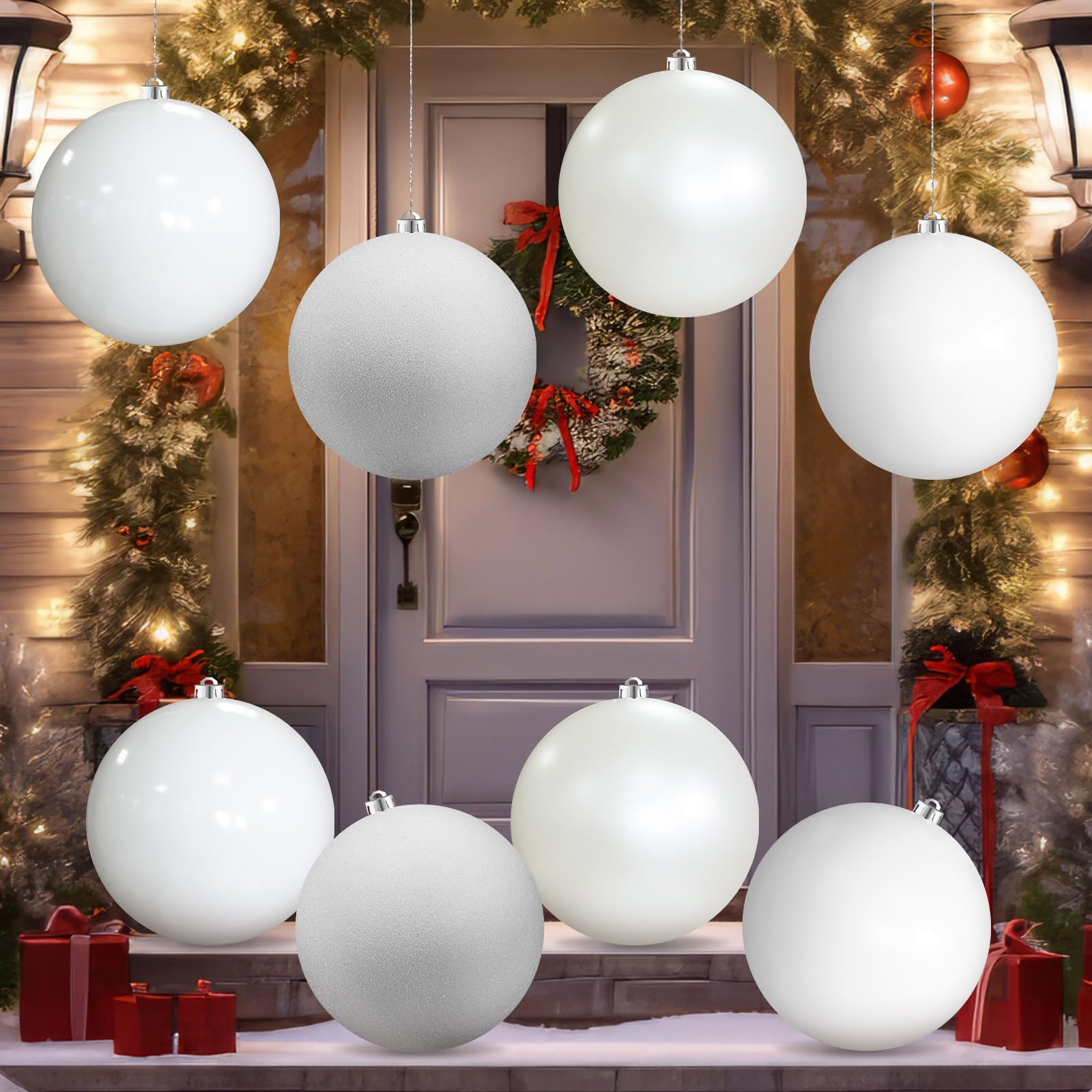 Yerliker 8 Pack Large Christmas Ornaments Balls 6 Inch Jumbo Oversized Plastic Hanging Ball Xmas Tree Decorations for Indoor Out