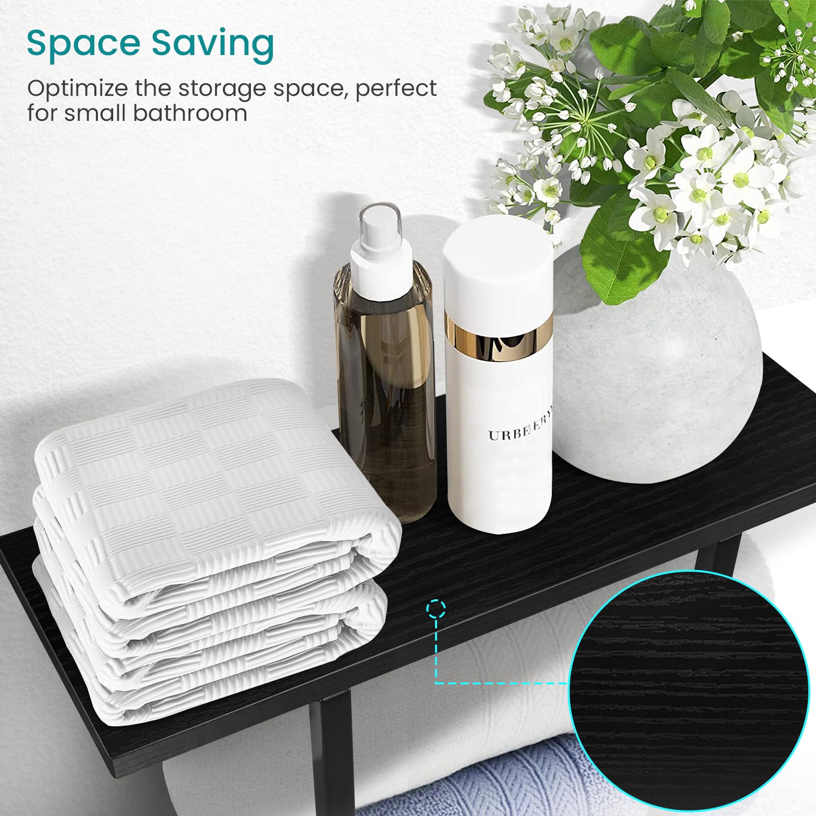 Eliteroo Towel Holder For Bathroom Wall, Towel Rack With Shelf And Hooks, Hanging Towel Organizer For Small Bathroom Storage, Wo