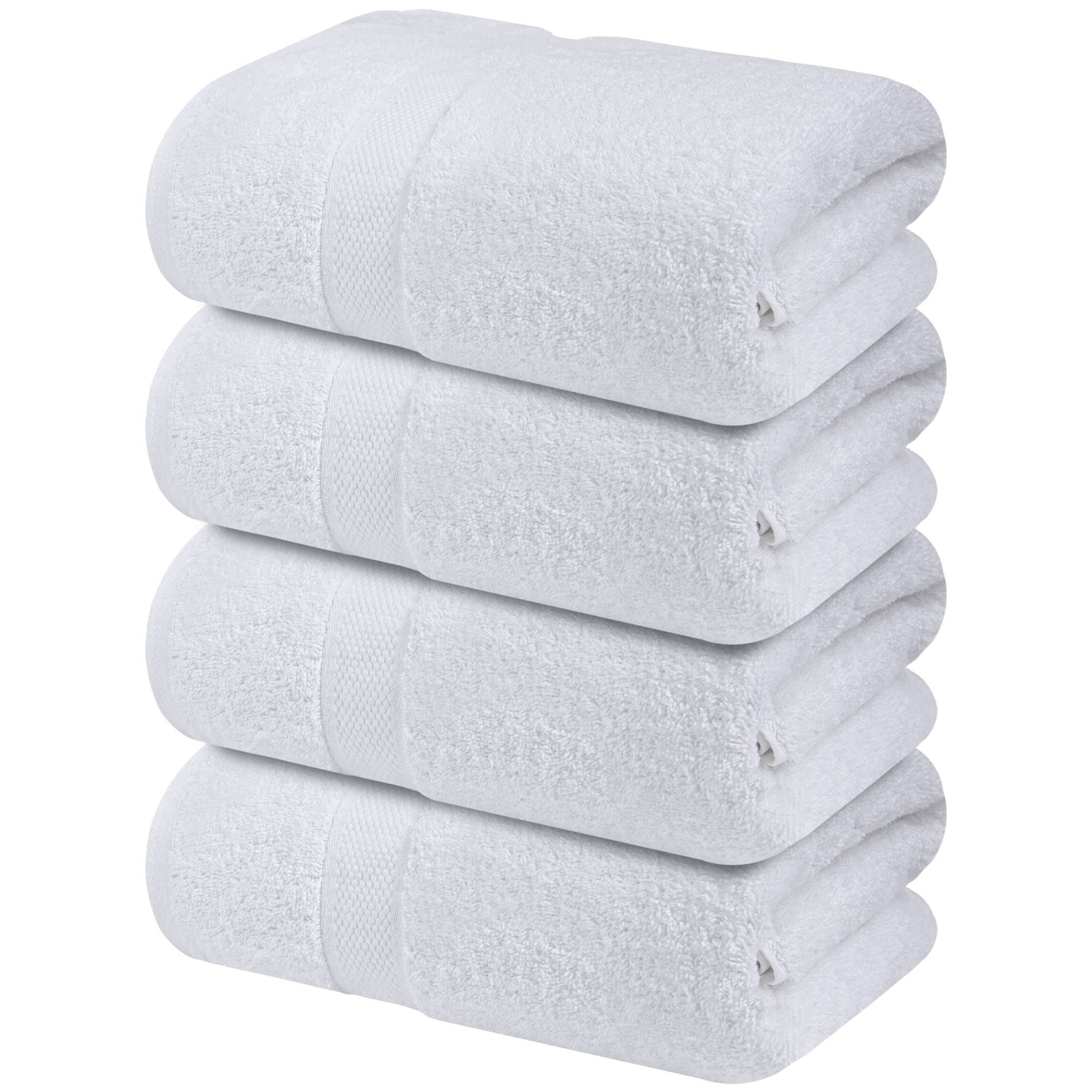 Infinitee Xclusives Premium Bath Towels Set Pack Of 4-100 Ring Spun Cotton Towels - White Bath Towels 27 X 54 - Soft Feel, Quick