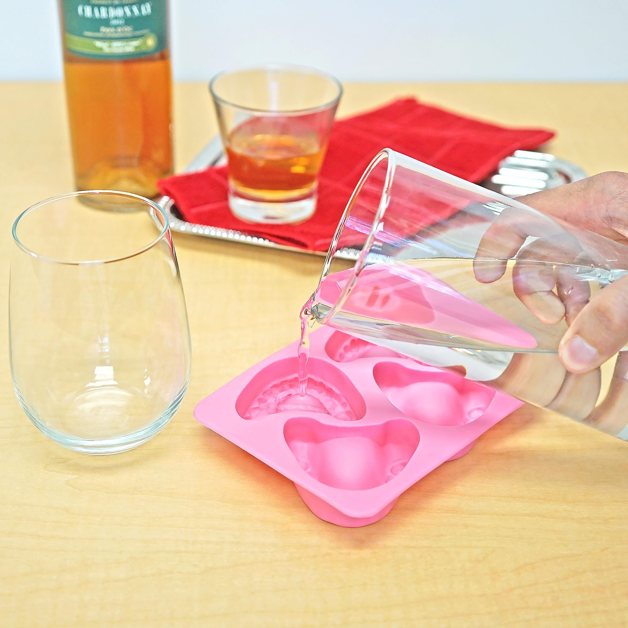 Fairly Odd Novelties FON-10014 Smile Teeth Denture Shaped ICE Tray Mold Perfect Gag or White Elephant Gift for Dentists or Seniors makes 4 Cubes One Size Pink