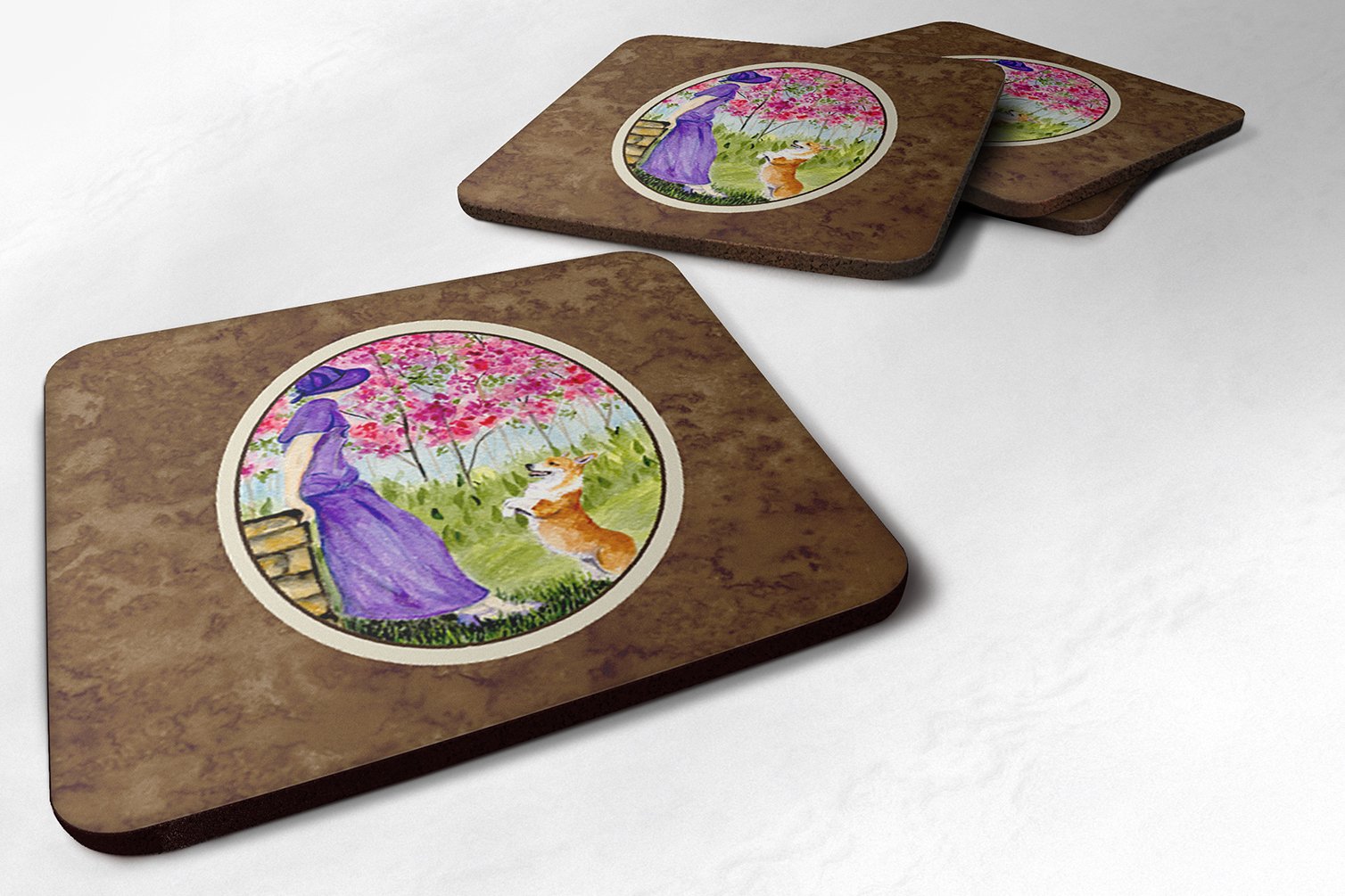 Carolines Treasures Corgi Foam Coasters (Set of 4), 3.5 H x 3.5 W, Multicolor