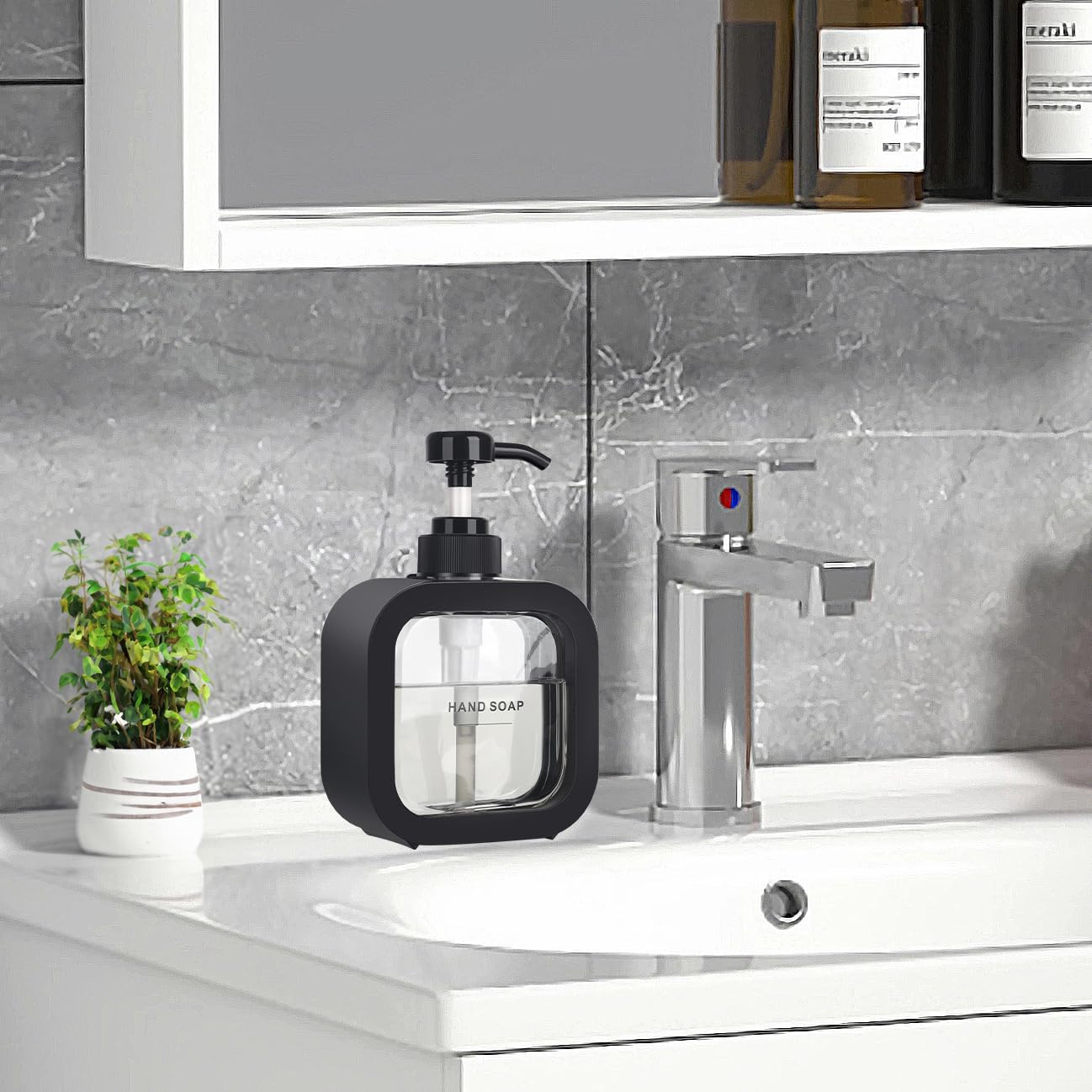 Onecocoa Hand Soap Dispenser Bathroom, Modern Dish Soap Dispenser For Kitchen Sink, Small Plastic Soap Dispenser With Pump And L