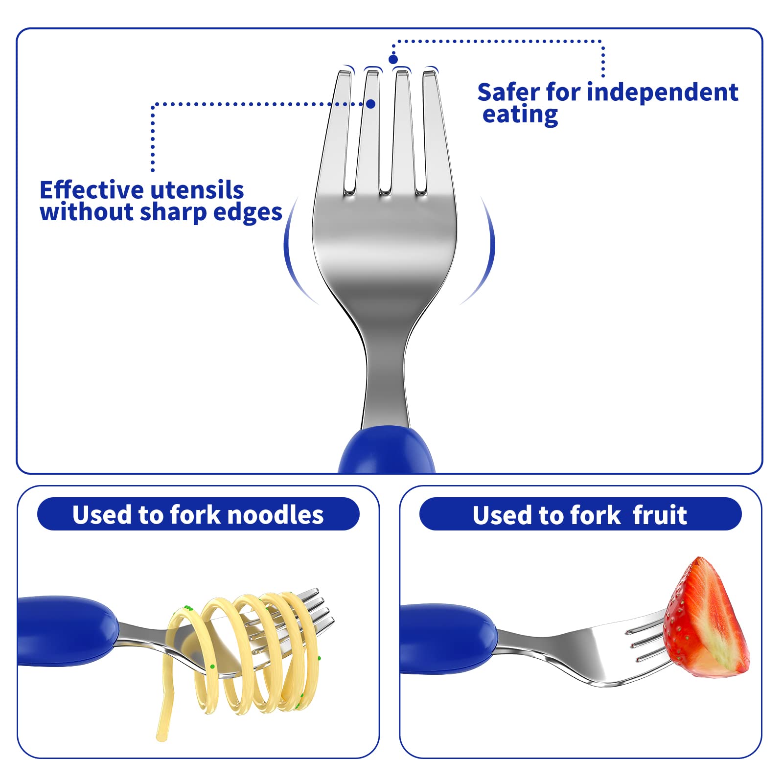 Lehoo Castle Toddler Silverware Set, 6 Pcs Toddler Utensils Stainless Steel, Boys Kids Silverware Set, Safe Toddler Forks and Sp