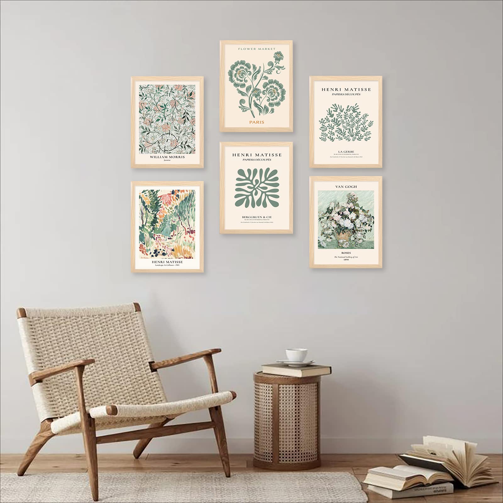 Sage Green Wall Art Decor  Abstract Matisse Wall Art Exhibition Posters  Minimalist Flower Market Wall Art Prints  Green Canvas Matisse Paintings Pictures for Aesthetic Room  Bedroom  Living Room  Gallery  Sage Green Room Decor(8x10inch  Unframed)