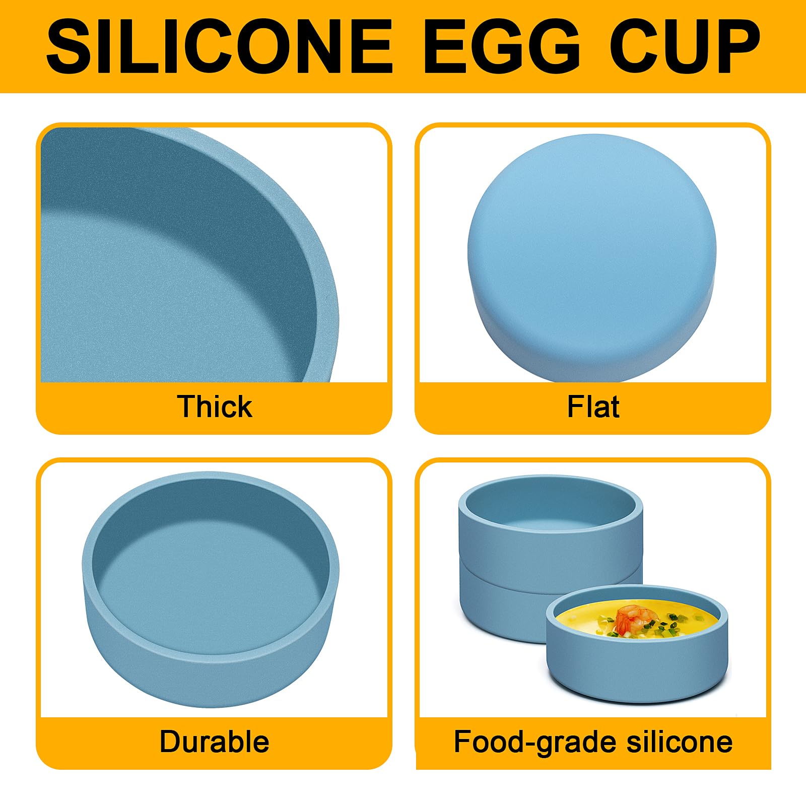 Dootafy Silicone Air Fryer Egg Pan & Mold - 3 Pack, Round, Blue, Model BG-013, Reusable Egg Bite Maker for Oven & Microwave