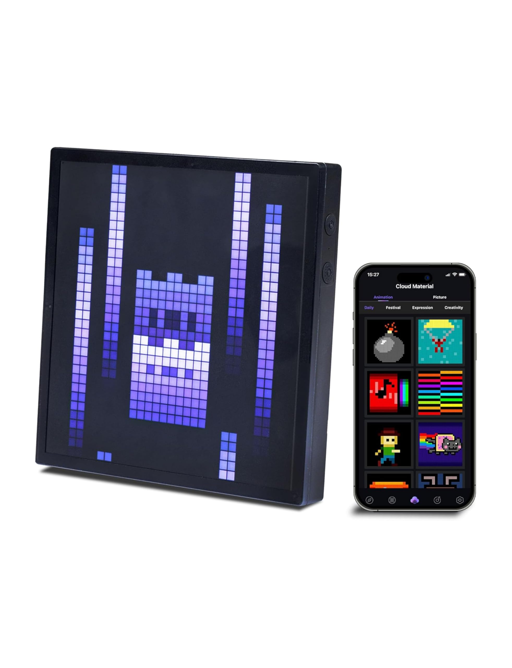 Apex Pixel Display 32X32 Led Frame  Smart Pixel Art Clock | App Controlled Animation Display, Music Visualizer, Retro Gaming Dec