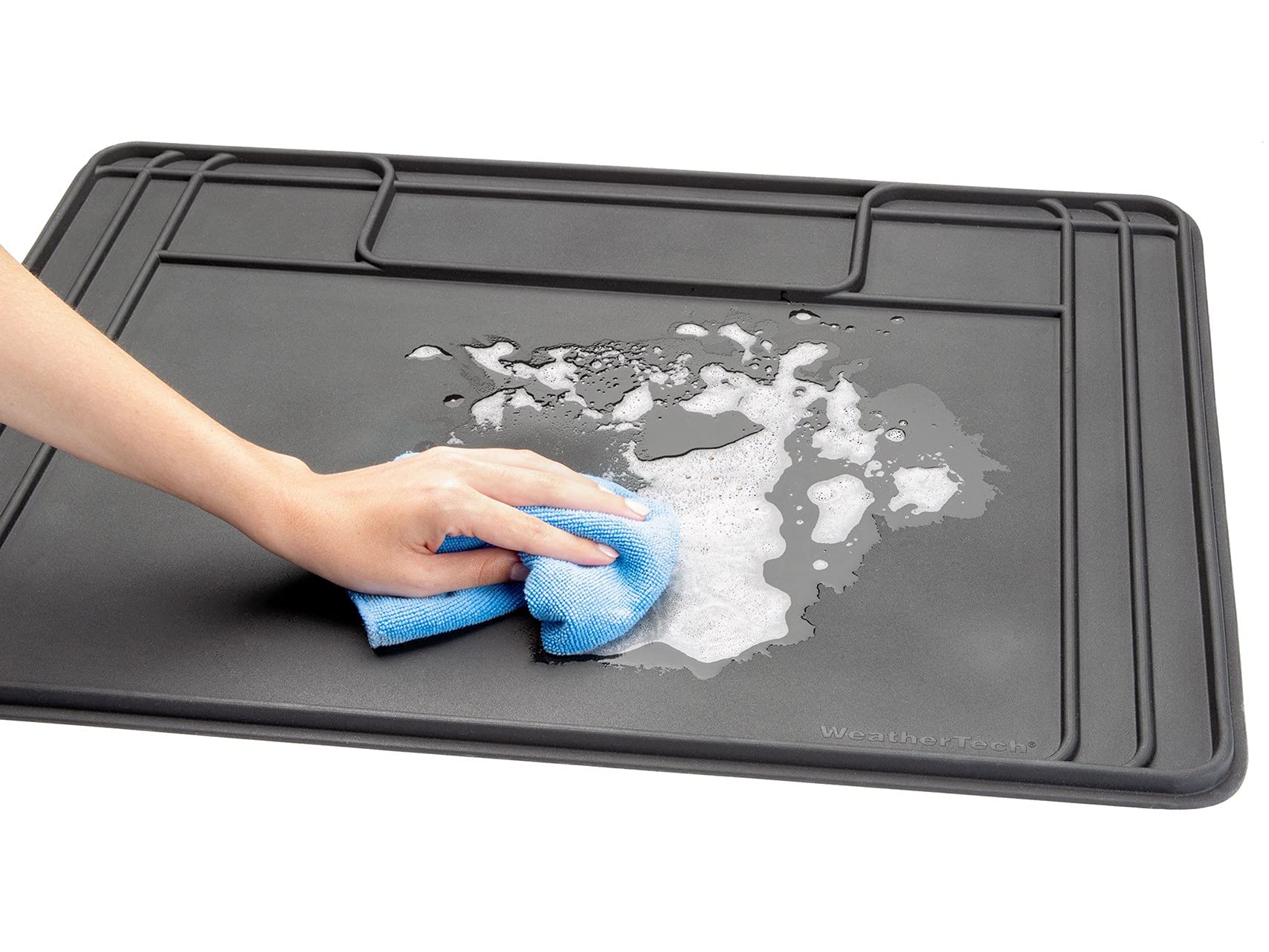 WeatherTech SinkMat Waterproof Bathroom Vanity Mat, 28.75" x 18.56", Black, Model USM02BXBK, Durable Plastic Material