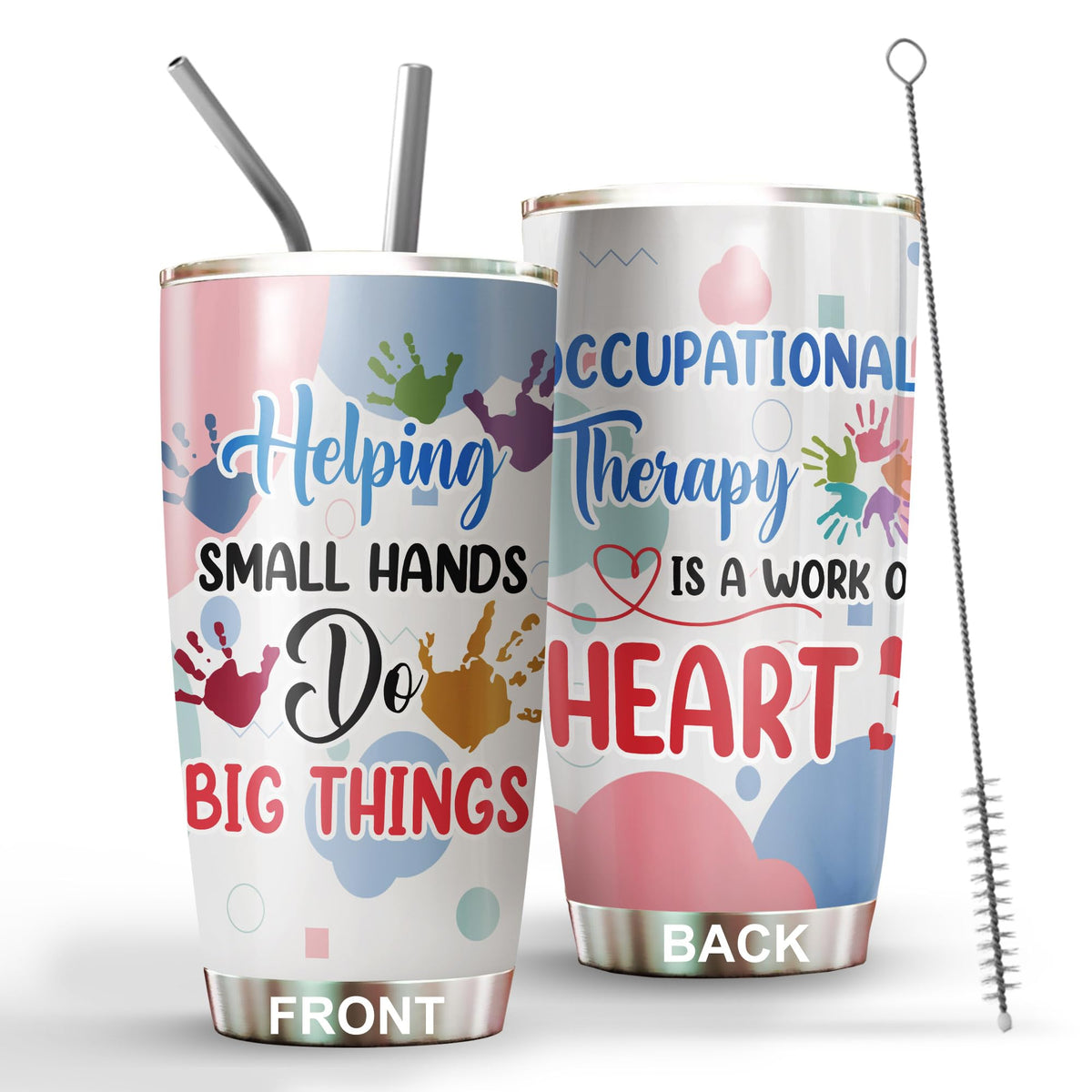 Medroc Occupational Therapist Tumbler Stainless Steel 20Oz, Work Of Heart Help Small Hands Ot Gift For Birthday Christmas, Ot Gi