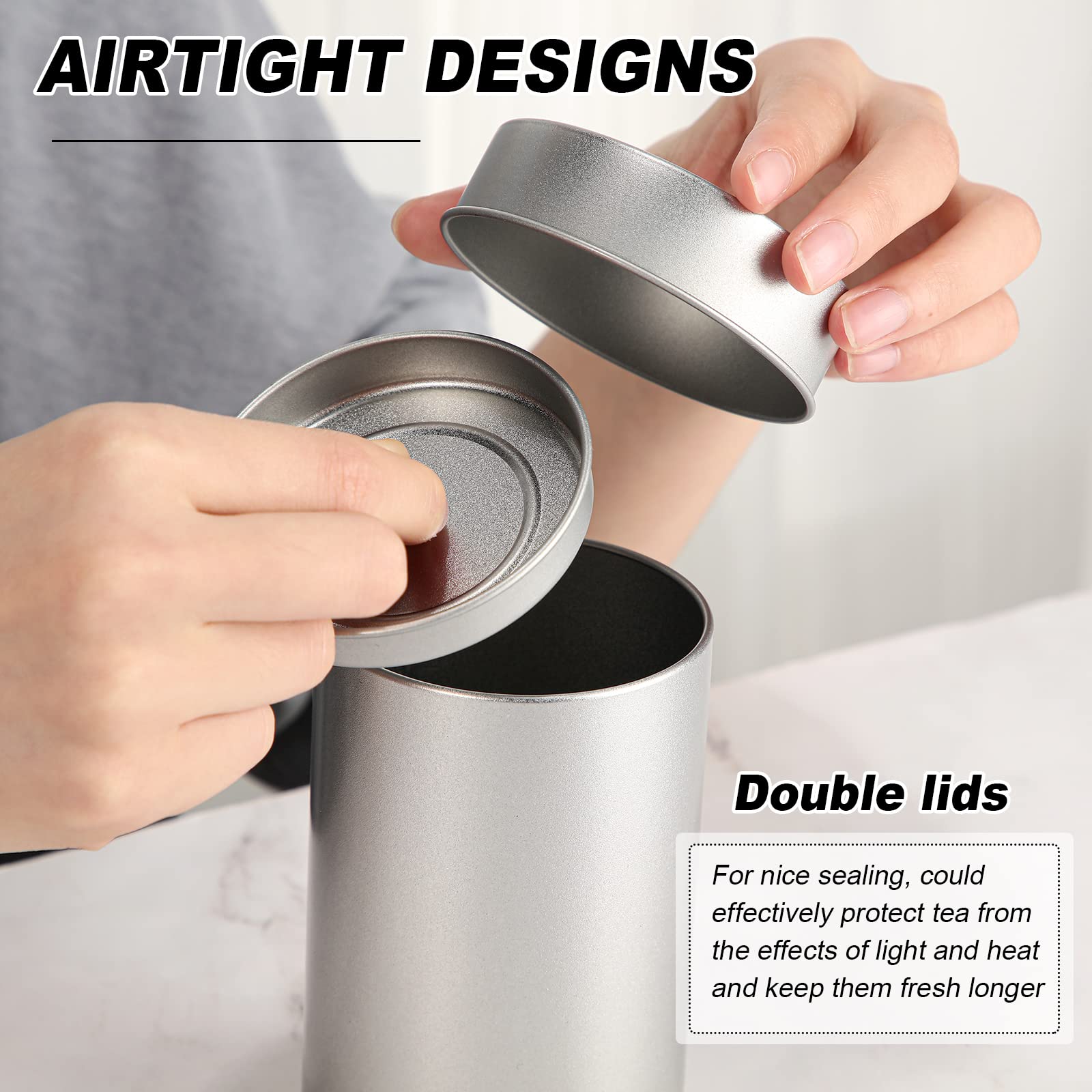 10 Pack Tea Tin Canister With Airtight Double Lids 12 Oz Can Box Tea Canister Loose Leaf Tea Storage Tea Bag Container Small Kit