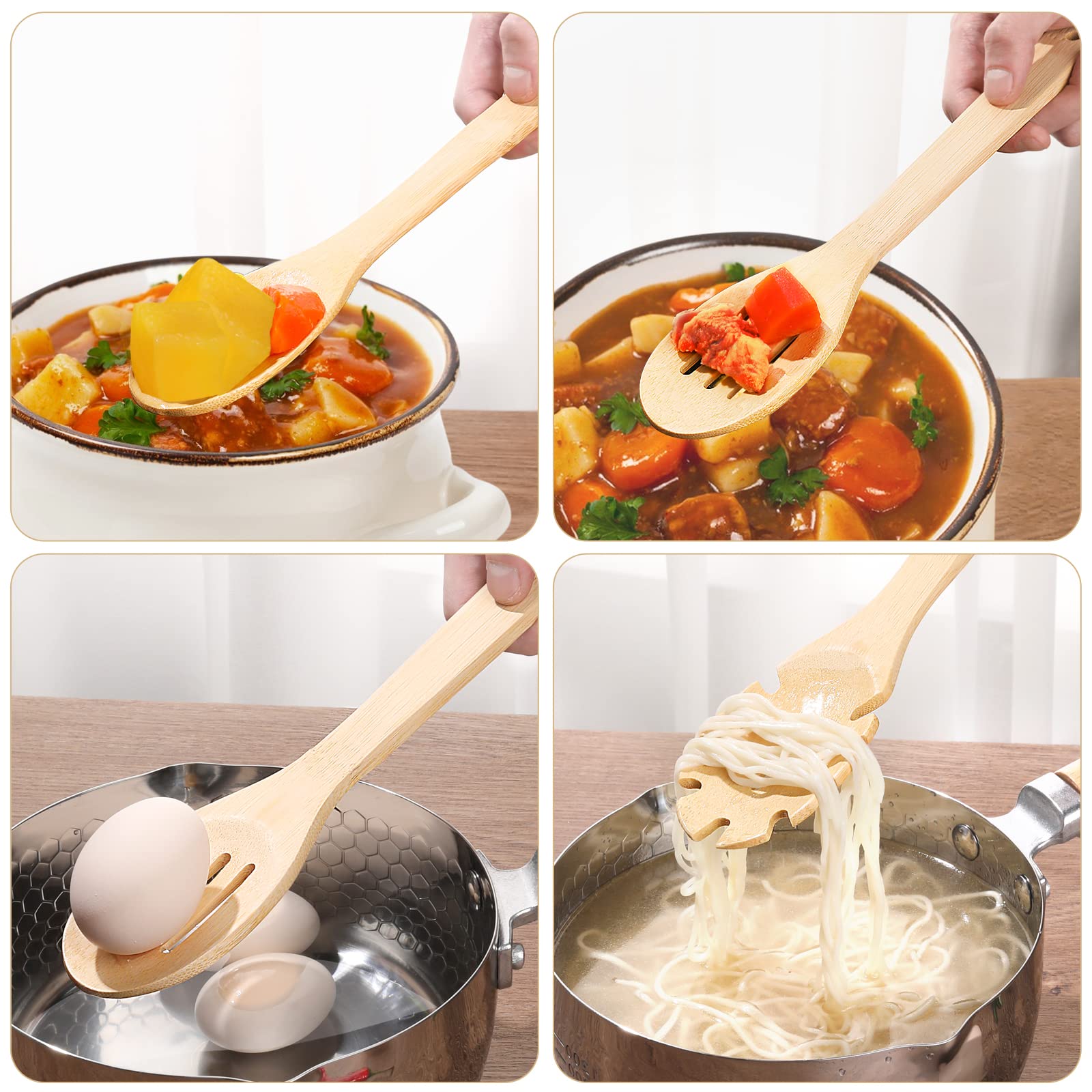 [7-Pcs] Wooden Spoons For Cooking Is For All Kitchen. Made From Bamboo Wood, Wooden Spatula & Wooden Spoon 11.8 In. And Non-Stic