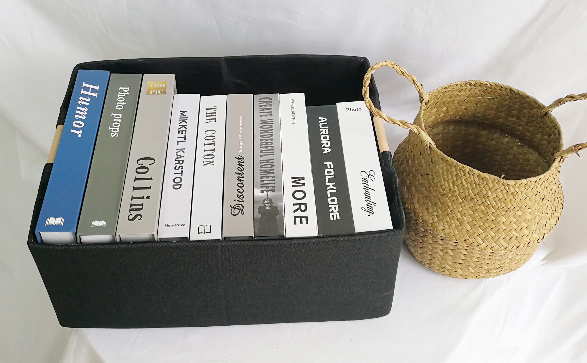 Fuuloxe Storage Bin For Shelves Rectangle Closet Baskets Foldable Box With Handles, Gray Storage Bins, Storage Boxes For Home Of