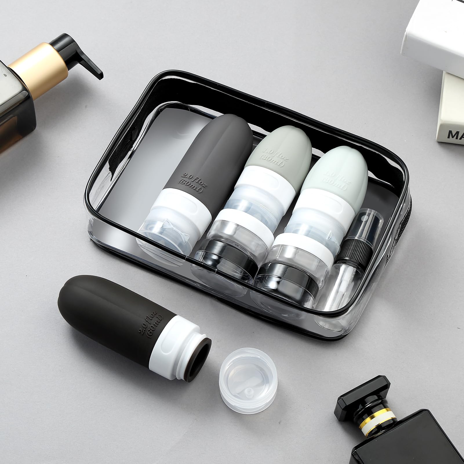 Gemice 16 Pack Travel Bottles For Toiletries, Small Tsa Approved Leakproof Travel Containers For Toiletries, Silicone Refillable