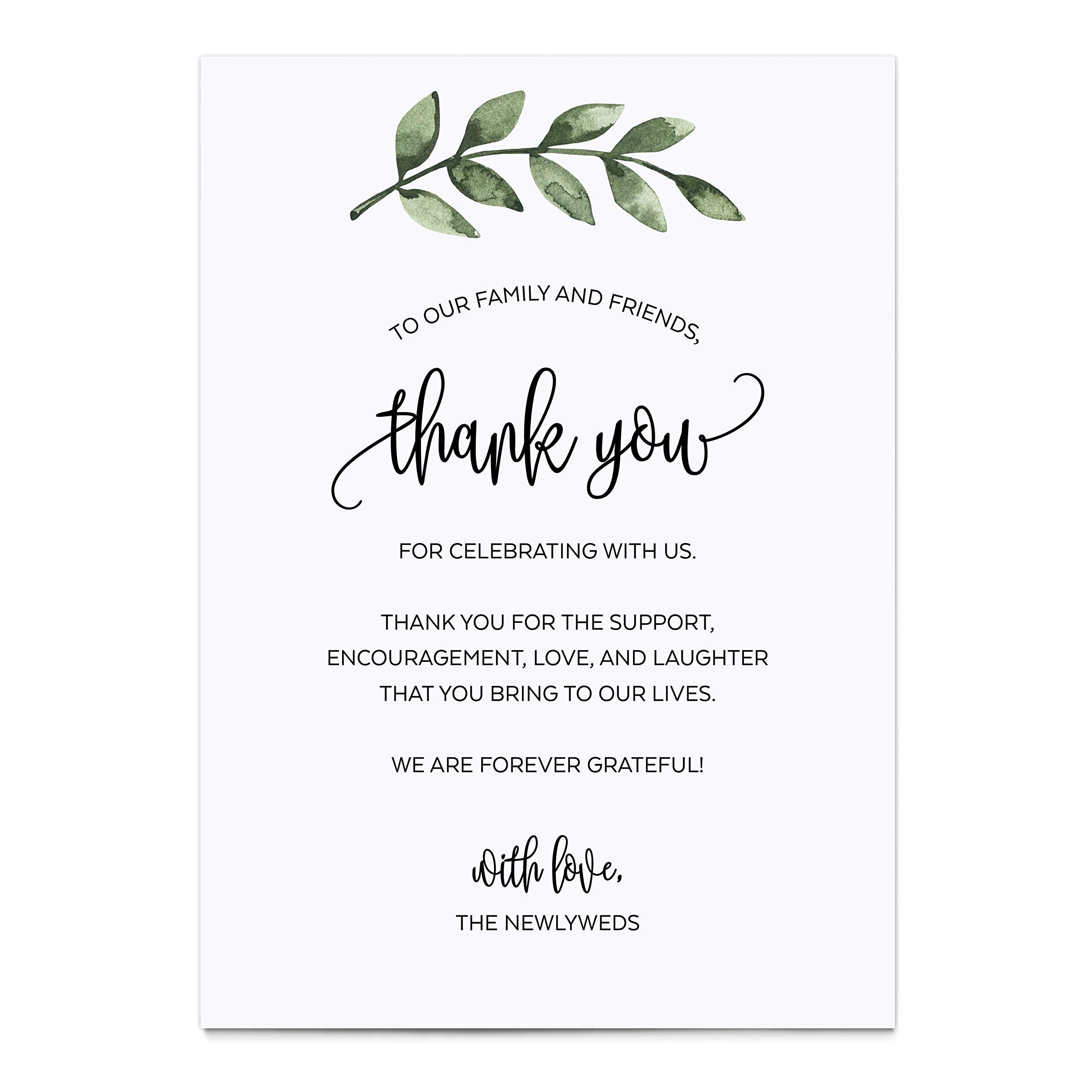 321Done Thank You For Attending Our Wedding - Jumbo Table Place Setting Cards (Set Of 50) Watercolor Greenery - Made In Usa - Su