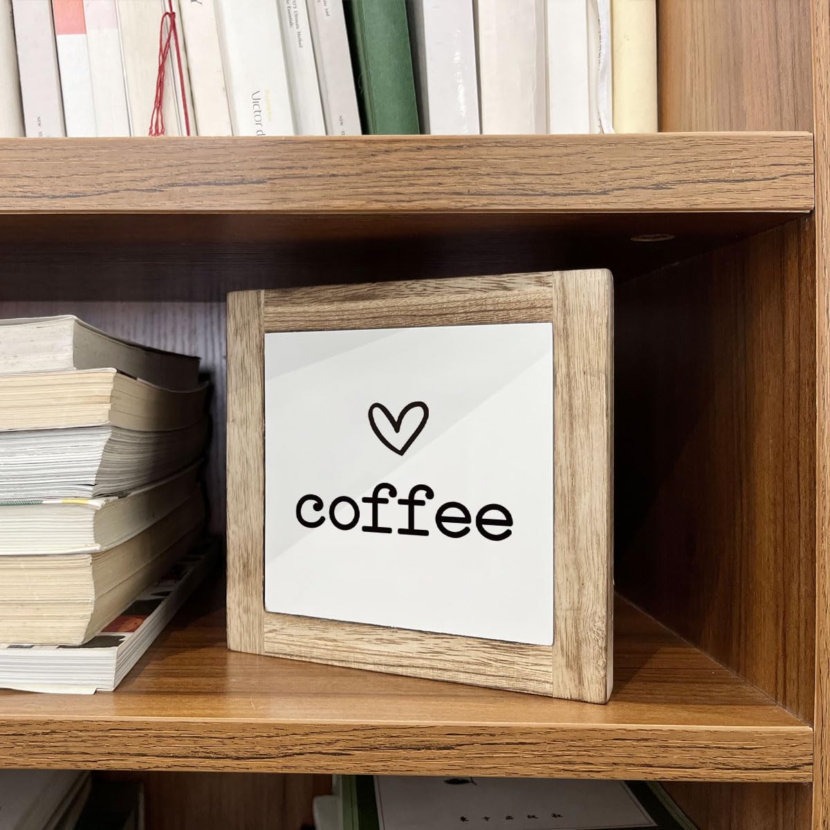 Coffee Decor Set, Wooden Box Signs for Home Decor, Freestanding Coffee Sign for Table Shelf Desk Counter, Cafe Sign, Coffees Lov