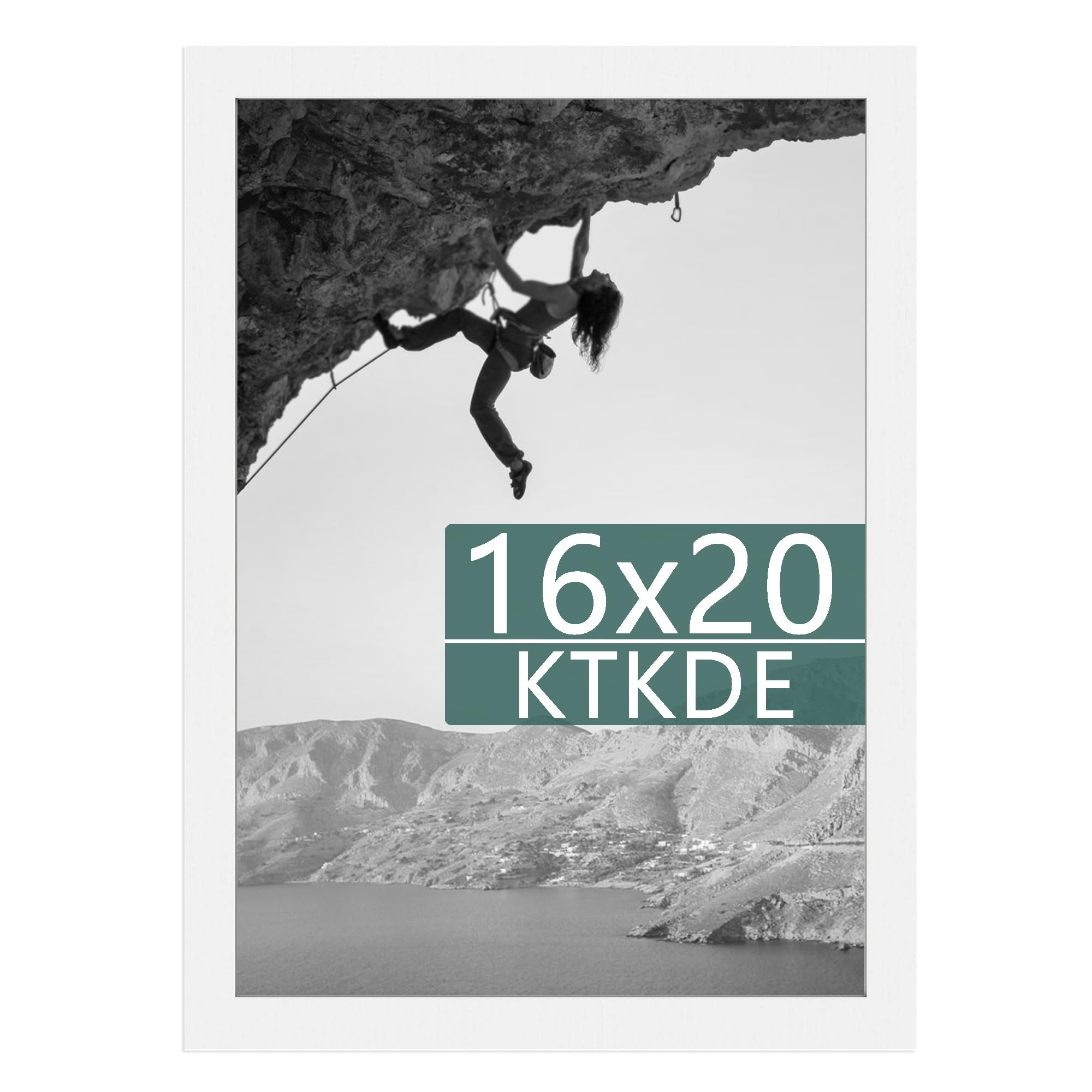 KTKDE 16x20 Picture Frame Wooden White,Poster Frames with Polished Plexiglass, Wall Gallery Photo Frames Decorating for Minimali