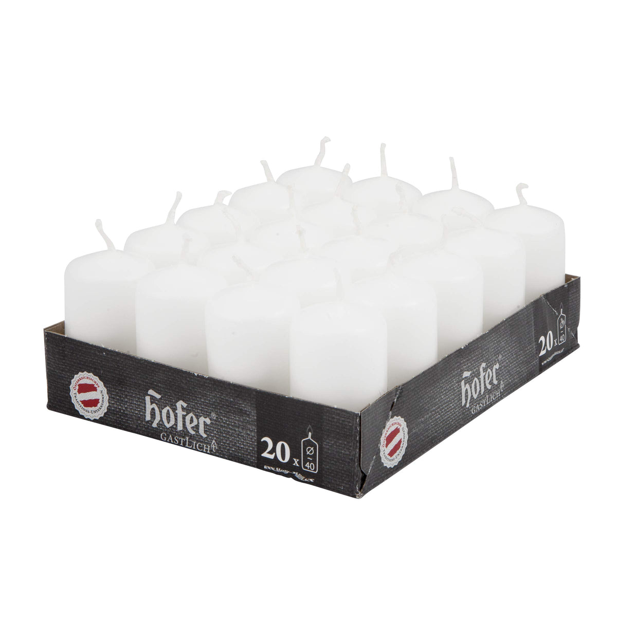 Hofer White Pillar Candles - Set Of 20 Unscented Small Candles In Bulk - 157 X 276 Inch - 11 Hours Long Burning Decorative Candl
