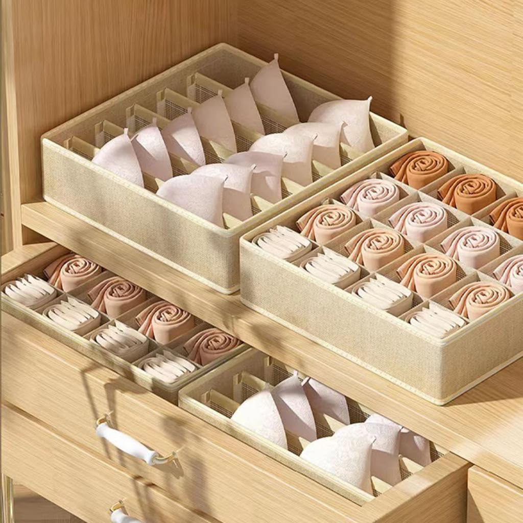 Enakshi Underwear Socks Storage Box Cabinet Closet Organizer For Panties Belts Socks Beige 7 Grid|Home & Garden | Household Supp