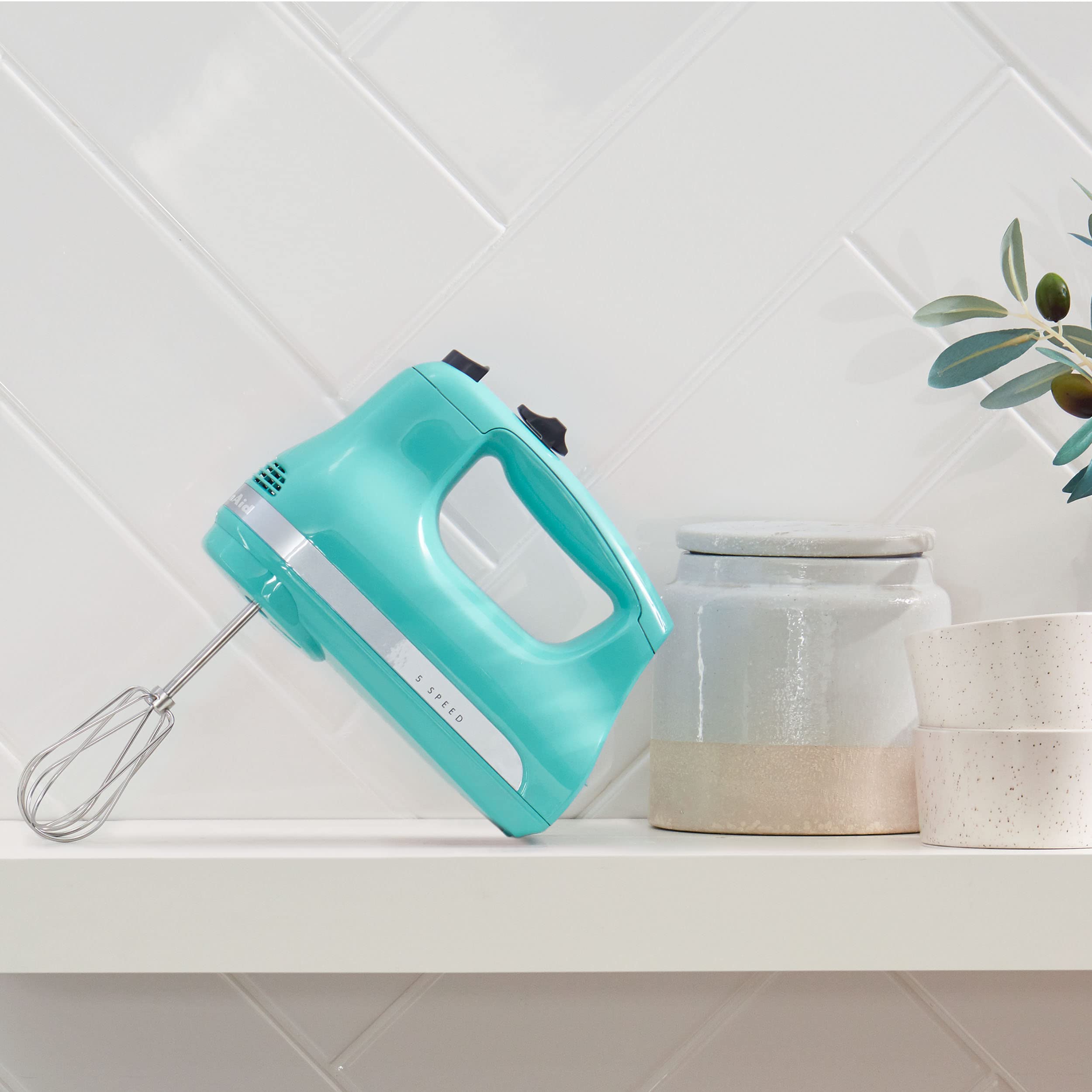 KitchenAid 5-Speed Ultra Power Hand Mixer, Model KHM512AQ, Aqua Sky, Plastic Construction
