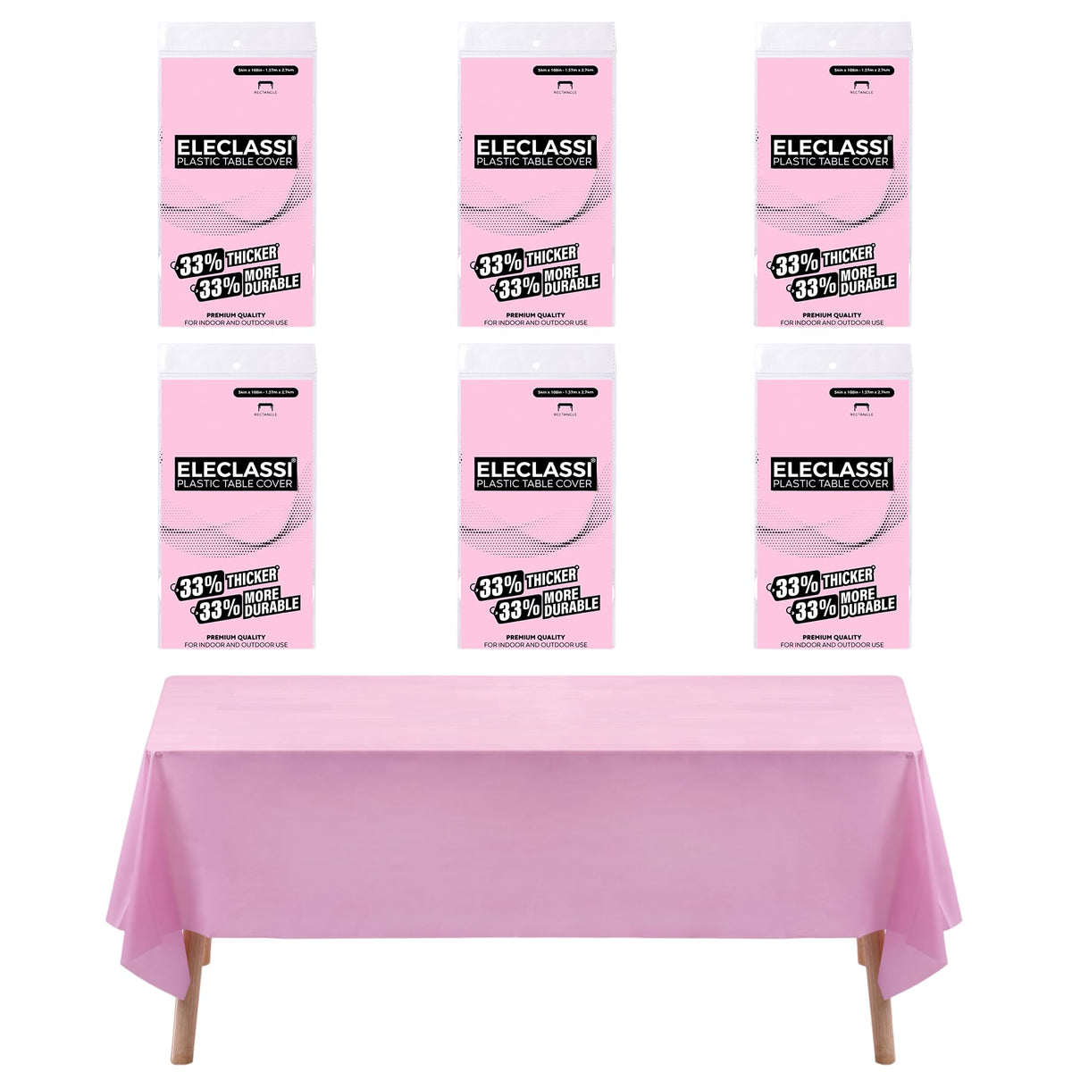 Pink 6 Pack Premium Disposable Plastic Tablecloth 54 X 108 In - Plastic Table Cloths For Parties Disposable Tablecloth For Recta