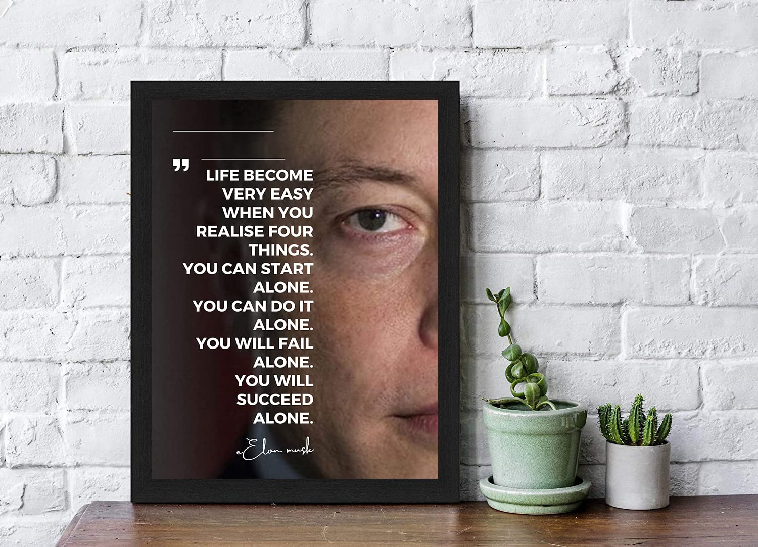 Interio Crafts Elon Musk Motivational Quote Framed Poster (Frame,13X10 Inch, Black)