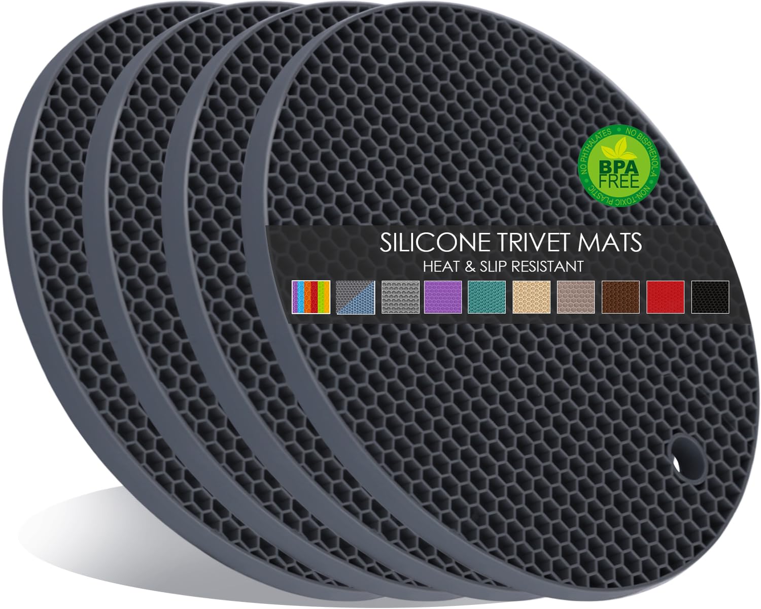 Silicone Trivets For Hot Pots And Pans, 0.31'' Thick Trivet Mat For Hot Dishes Set Of 4, Heat Resistant Durable Flexible Silicon