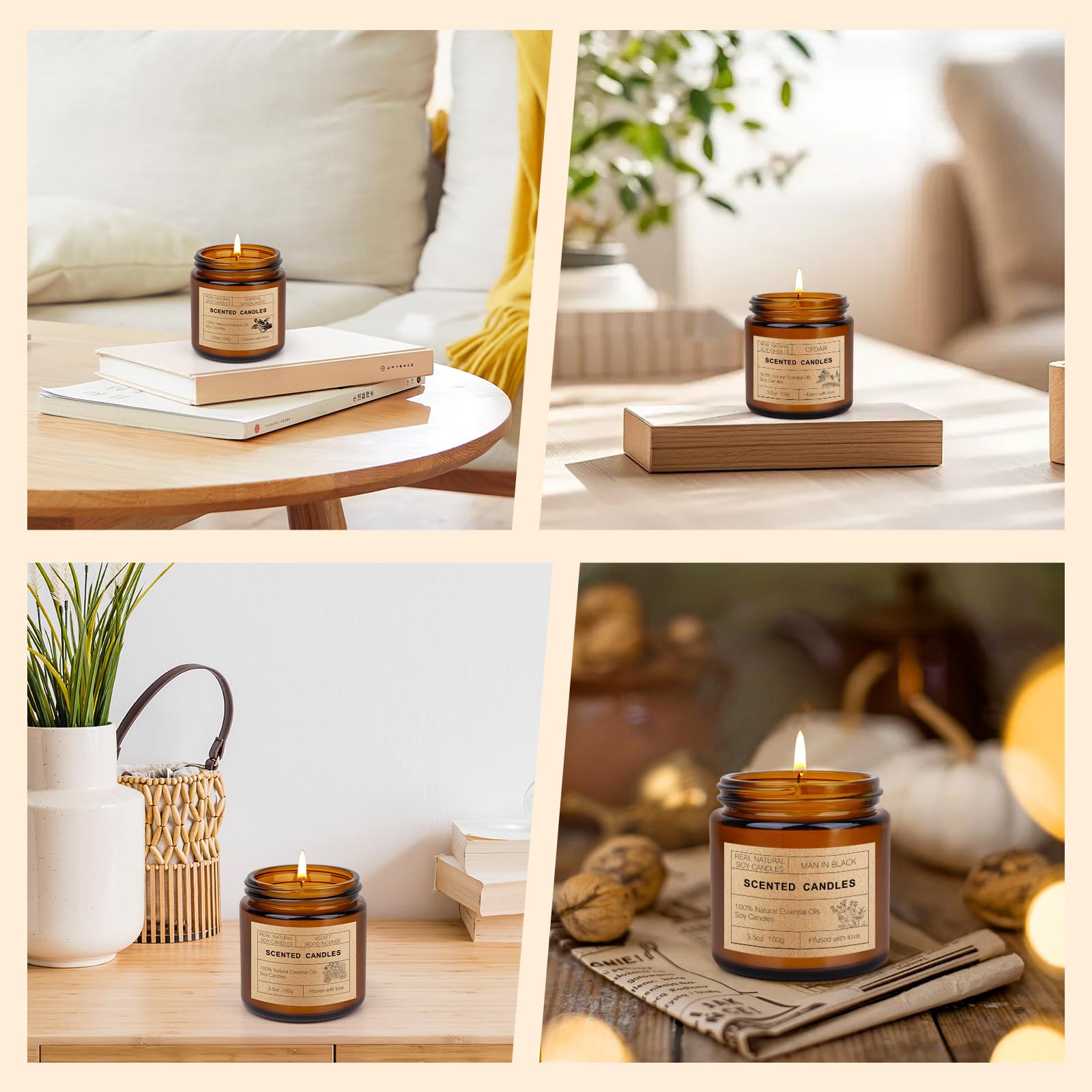 6 Pack Candles for Home Scented | Scented Candles Gifts Set for Women Men, Soy Wax Long Lasting Candle Set, Aromatherapy Jar Can