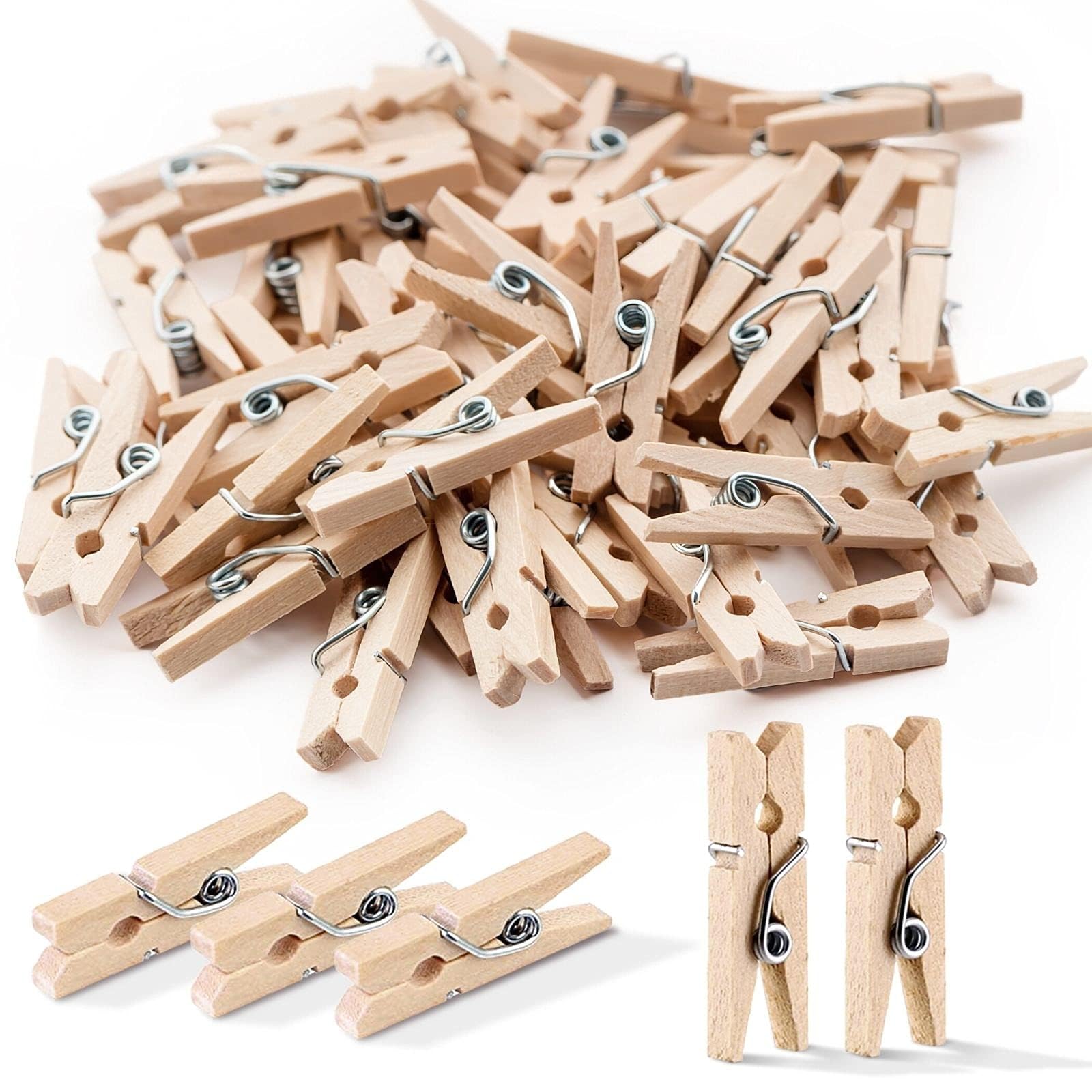 Mini Clothespins, Mini Clothes Pins For Photo Natural Wooden Small Picture Clips For Crafts 1 Inch 100 Pcs Tiny Pegs Decorative