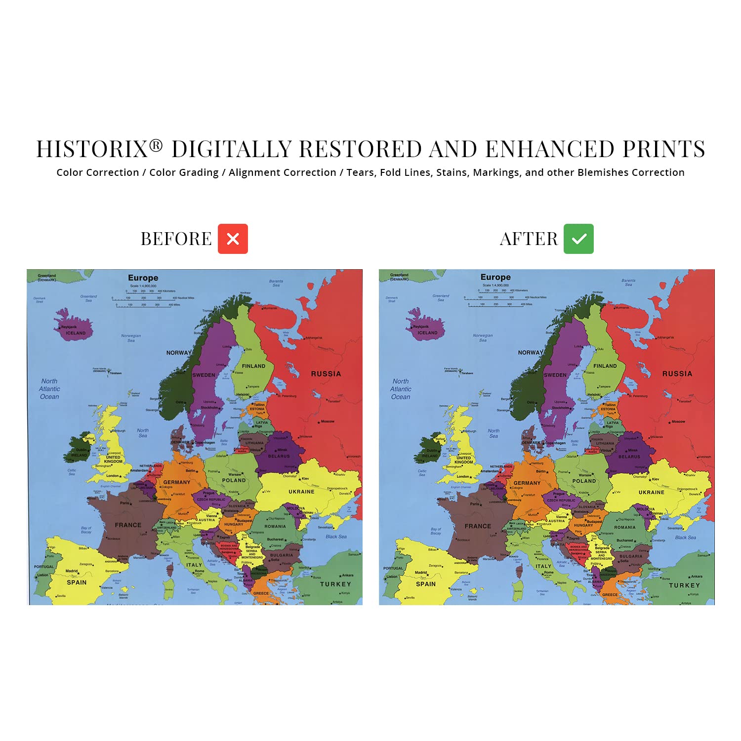 HISTORIX 2004 Europe Map Poster - 18x24 Inch Wall Art, Paper, White/Off-White