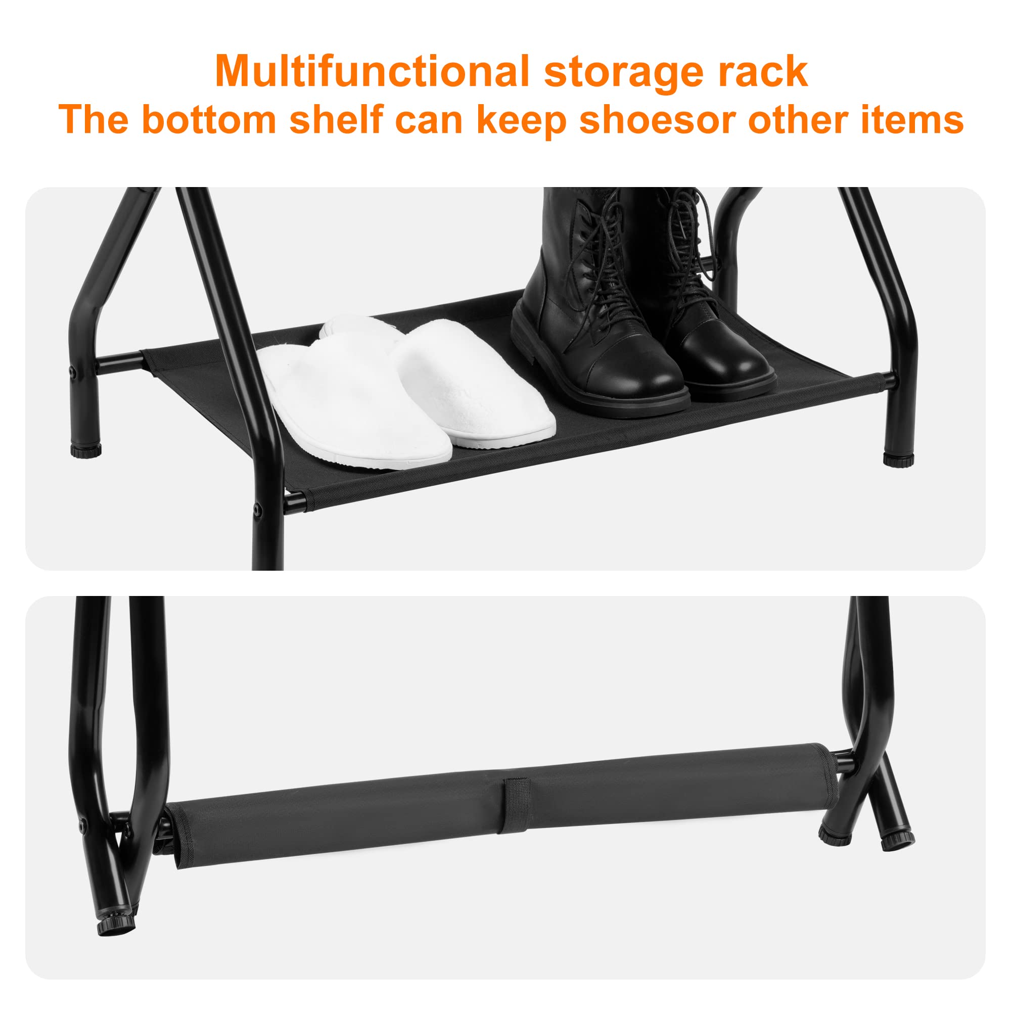 Heybly Luggage Rack,Pack Of 2,Steel Folding Suitcase Stand With Storage Shelf For Bedroom, Hotel, Foldable Steel Frame, Guest Ro