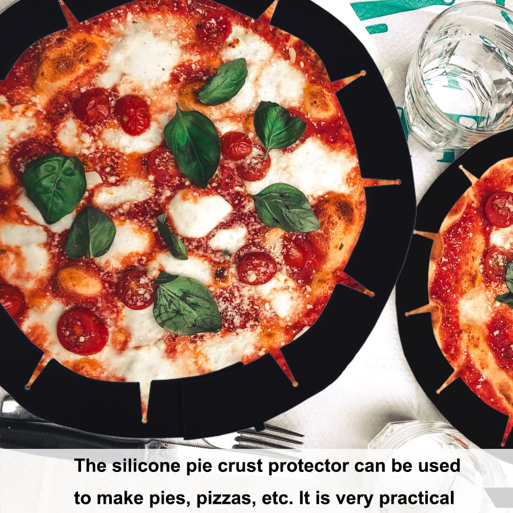 Qteclor Adjustable Pie Crust Shield,Pie Edge Protector Tools,Round Silicone Baking Cake Pizza Cover,Bpa-Free,For Halloween Chris