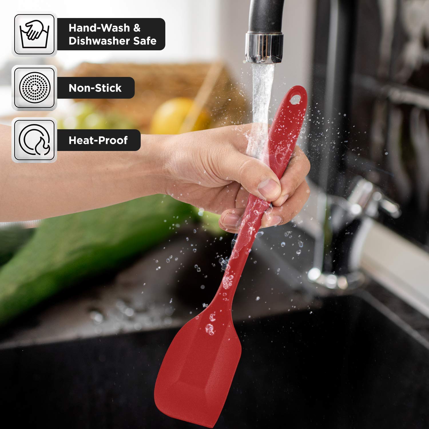 Orblue Silicone Cooking Utensil Set, 14-Piece Kitchen Utensils With Holder, Safe Food-Grade Silicone Heads And Stainless Steel H