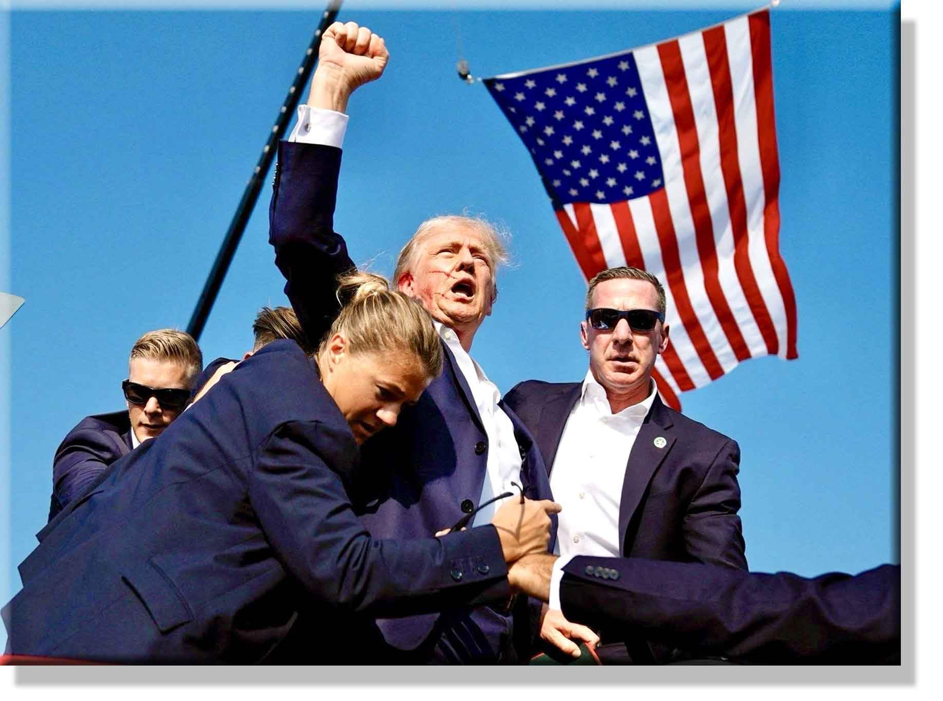 ArtWorks Decor Donald Trump Assassination Attempt Fight Picture on Stretched Canvas Wall Art, Ready to Hang! (11 x 14)