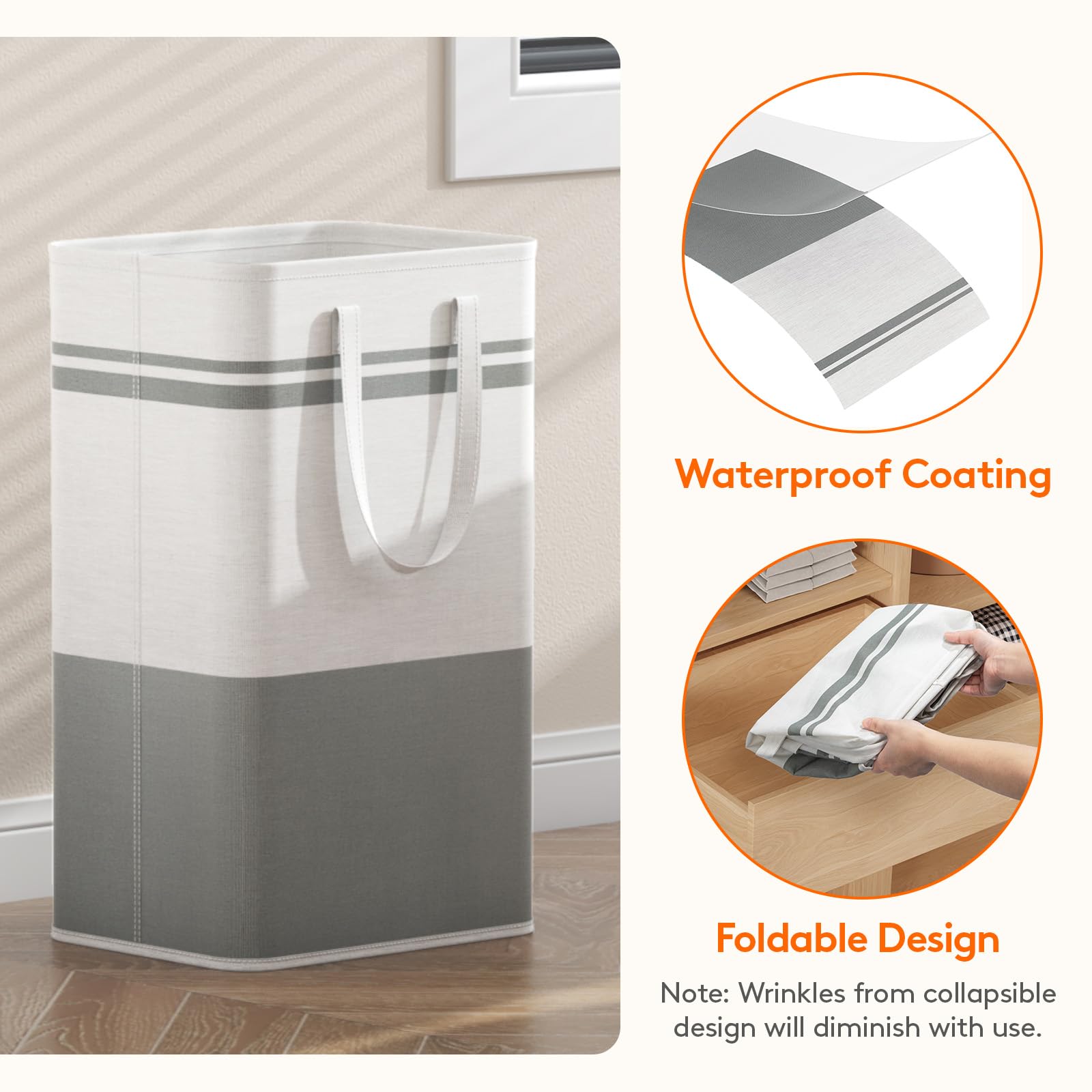 Lifewit 3 Pack 80L Large Freestanding Laundry Hamper, Collapsible Laundry Basket With Easy Carry Handles, Waterproof Tall Clothe