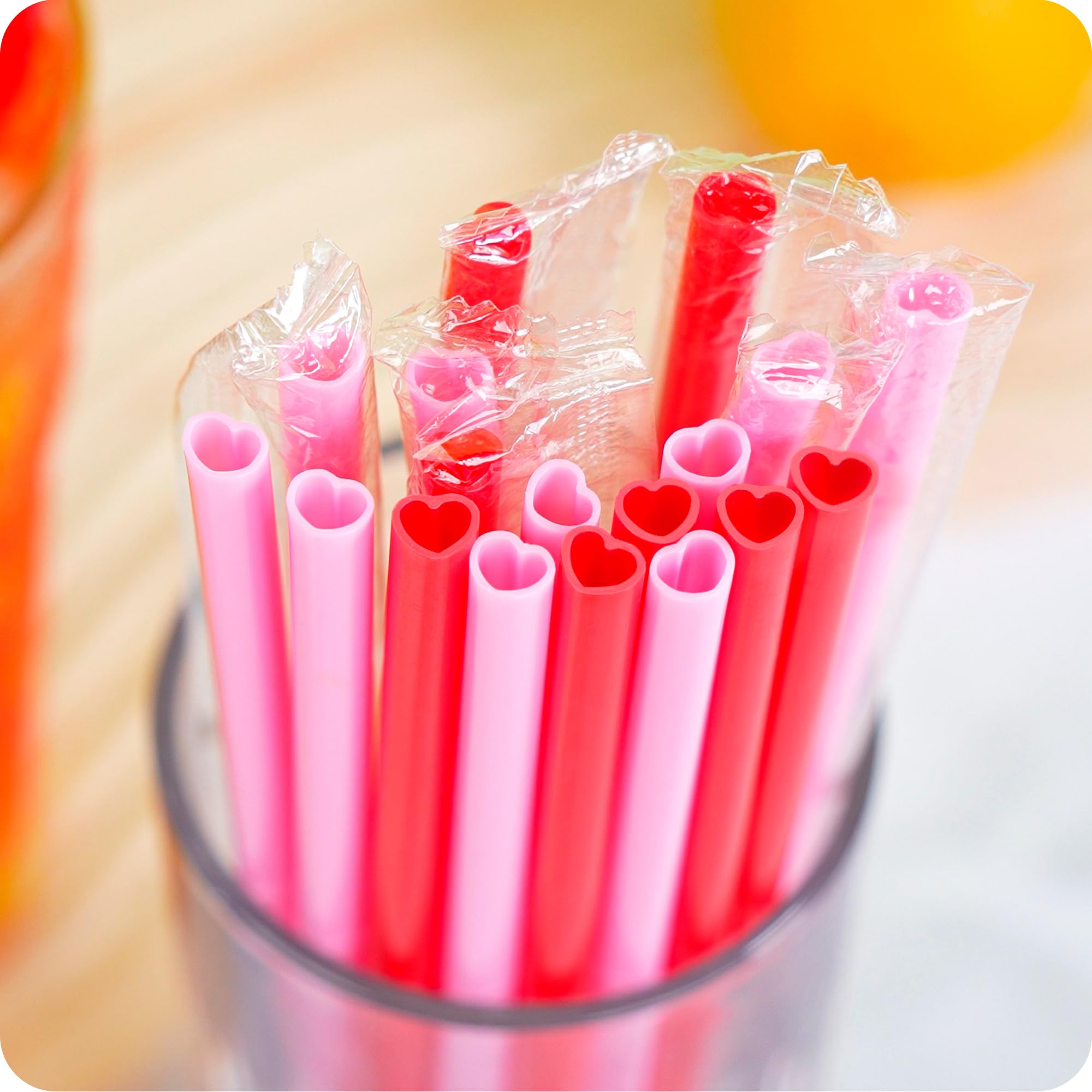 Prurex 200 Pcs Heart Disposable Drinking Straws For Romantic Celebrations, Valentines Straws For Parties And Special Occasions (
